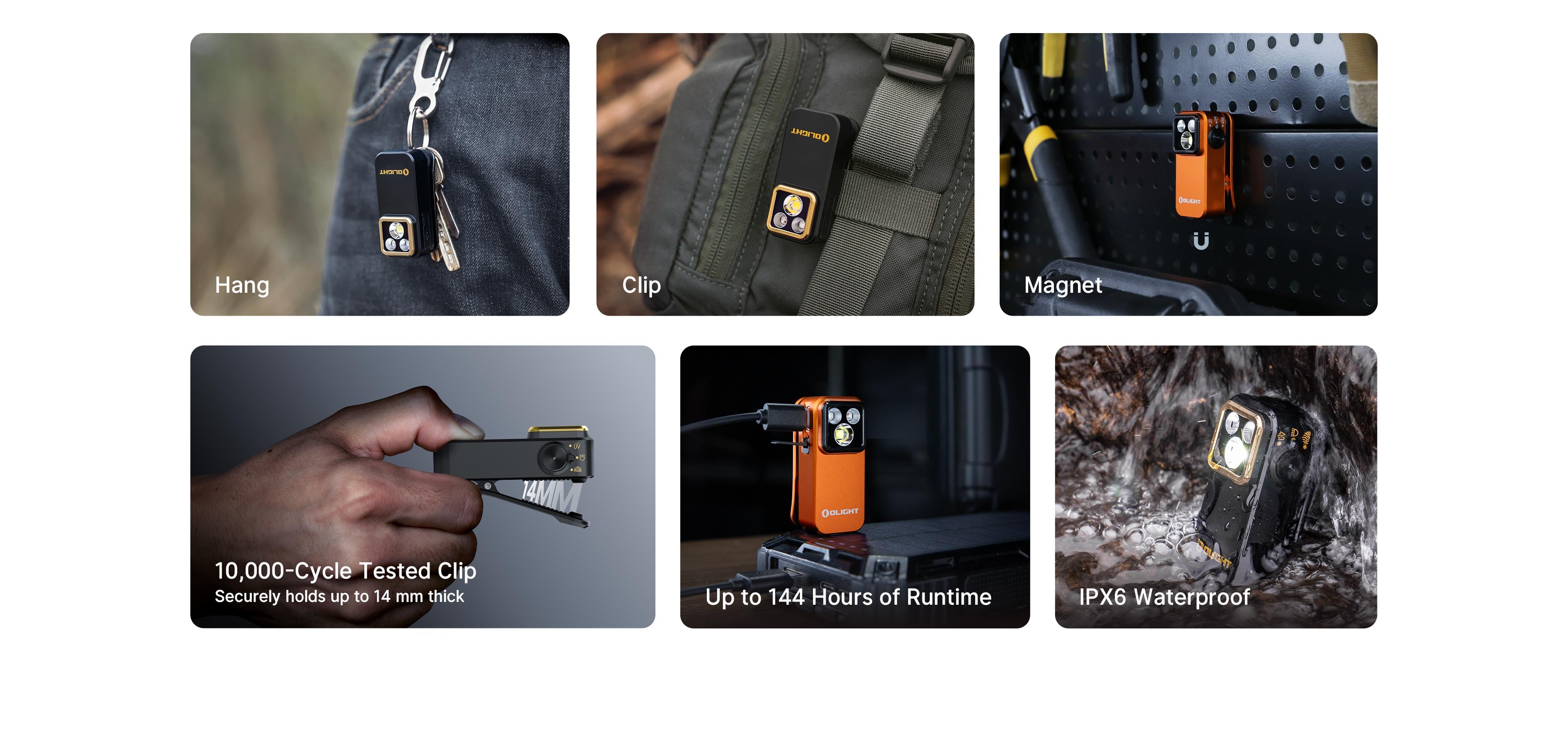 Olight Oclip Pro S 600 Lumen Rechargeable Clip-On Flashlight with UV and RGB Light