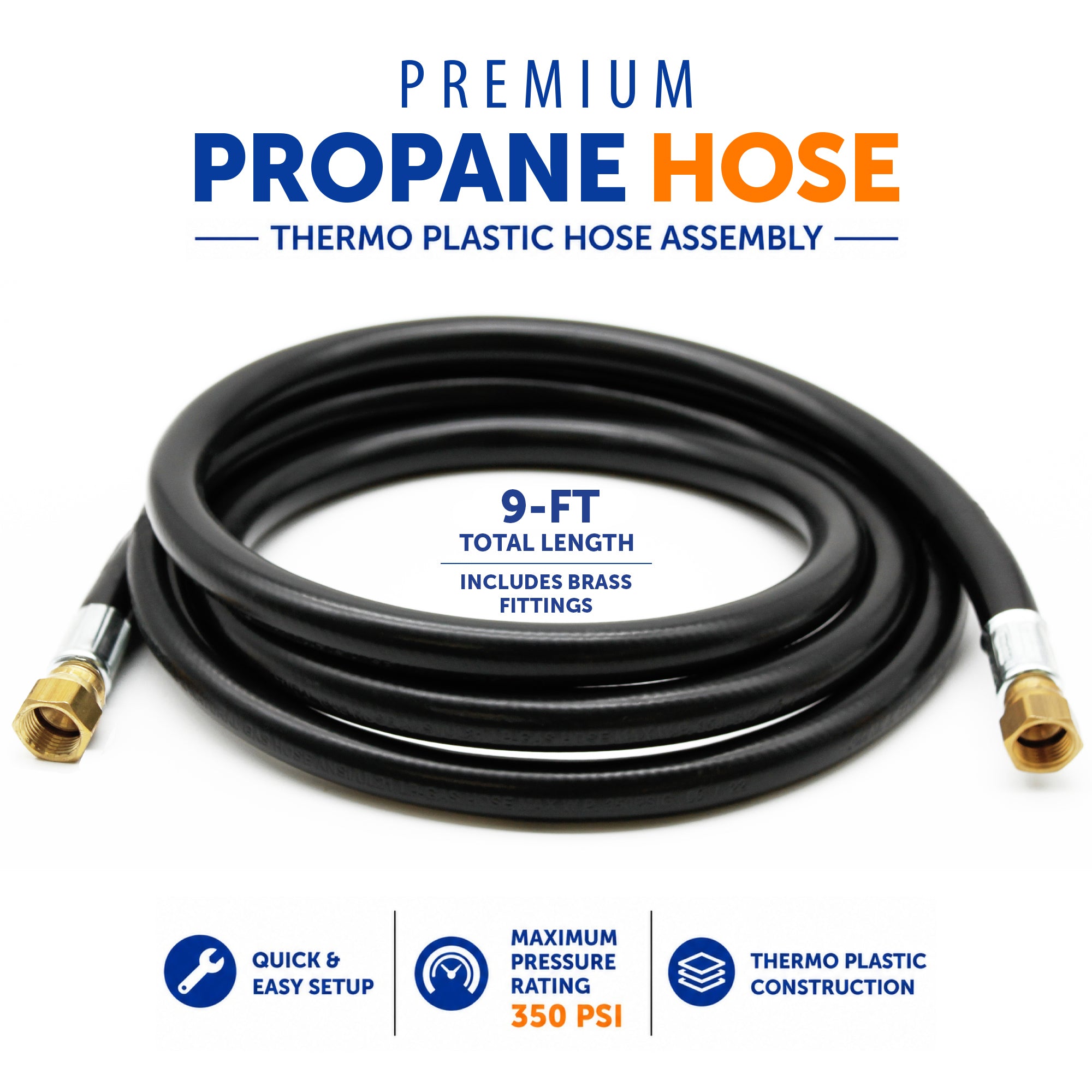 Flame King Thermo Rubber RV Slide Out Hose Assembly, 106 Inch, 3/8 Inch ID, Female to Female, 106 inches