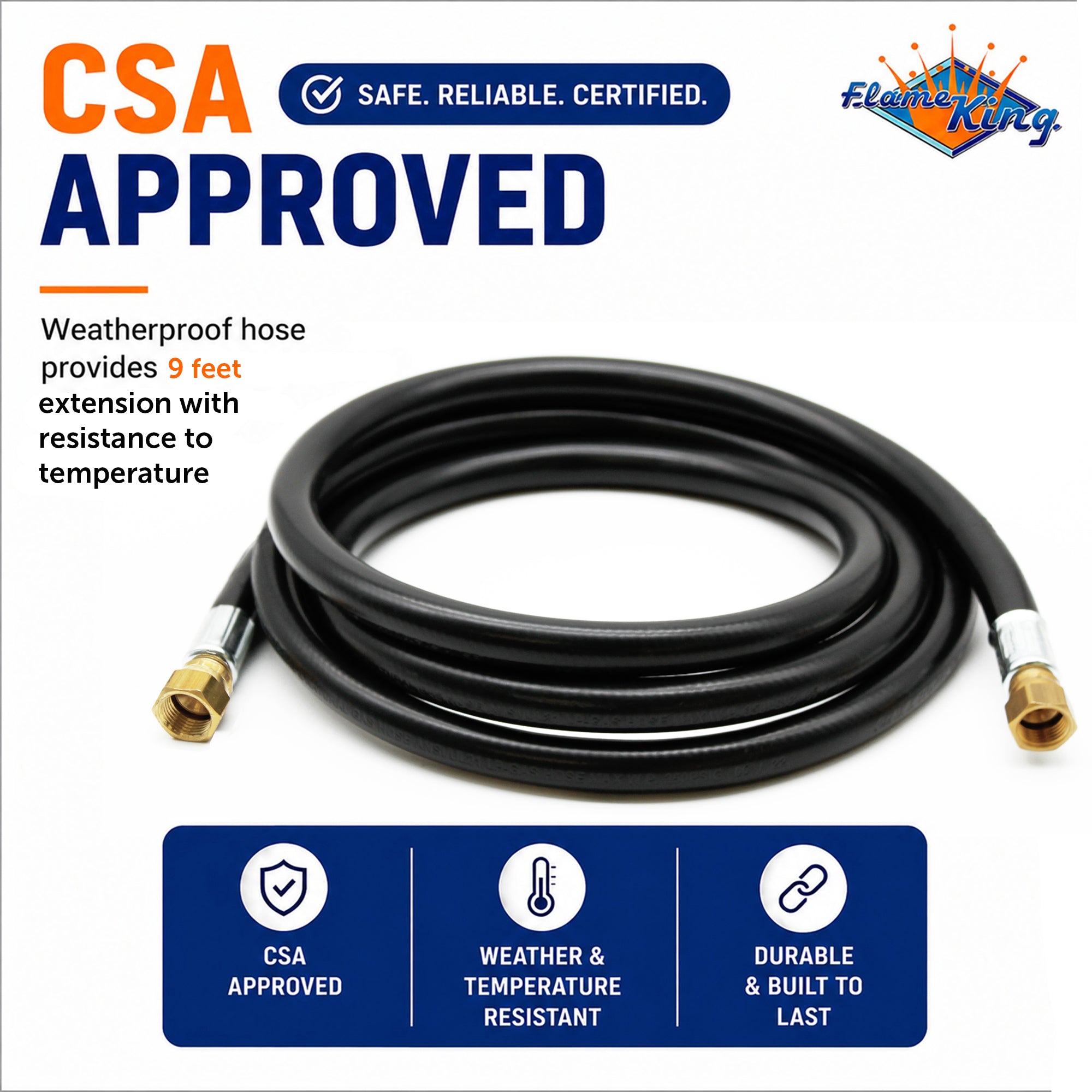 Flame King Thermo Rubber RV Slide Out Hose Assembly, 106 Inch, 3/8 Inch ID, Female to Female, 106 inches