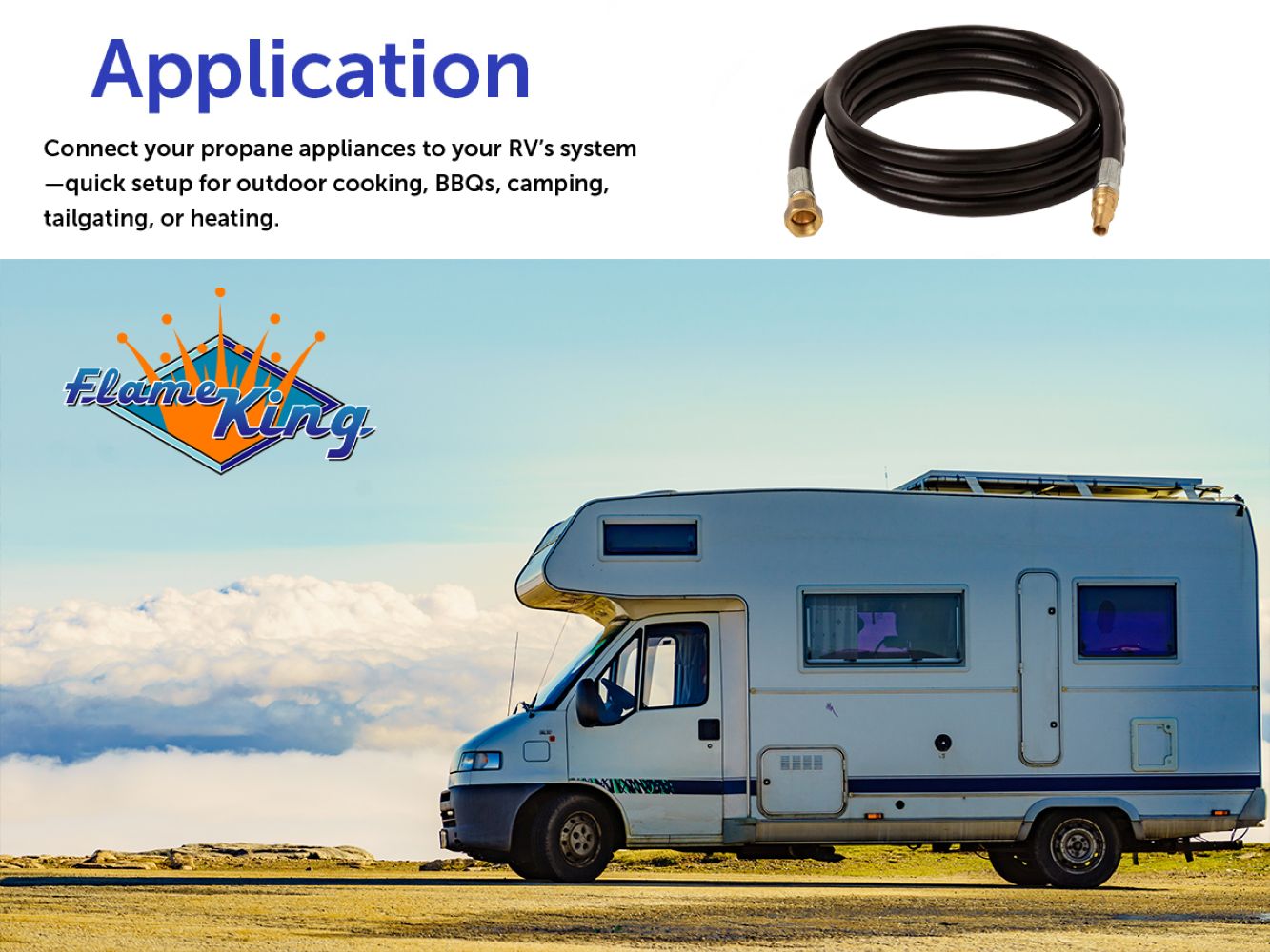 Flame King RV, Van, Trailer Low Pressure Quick Connect 72 Inch, 3/8 Inch ID Female SAE Gas Flare Fitting
