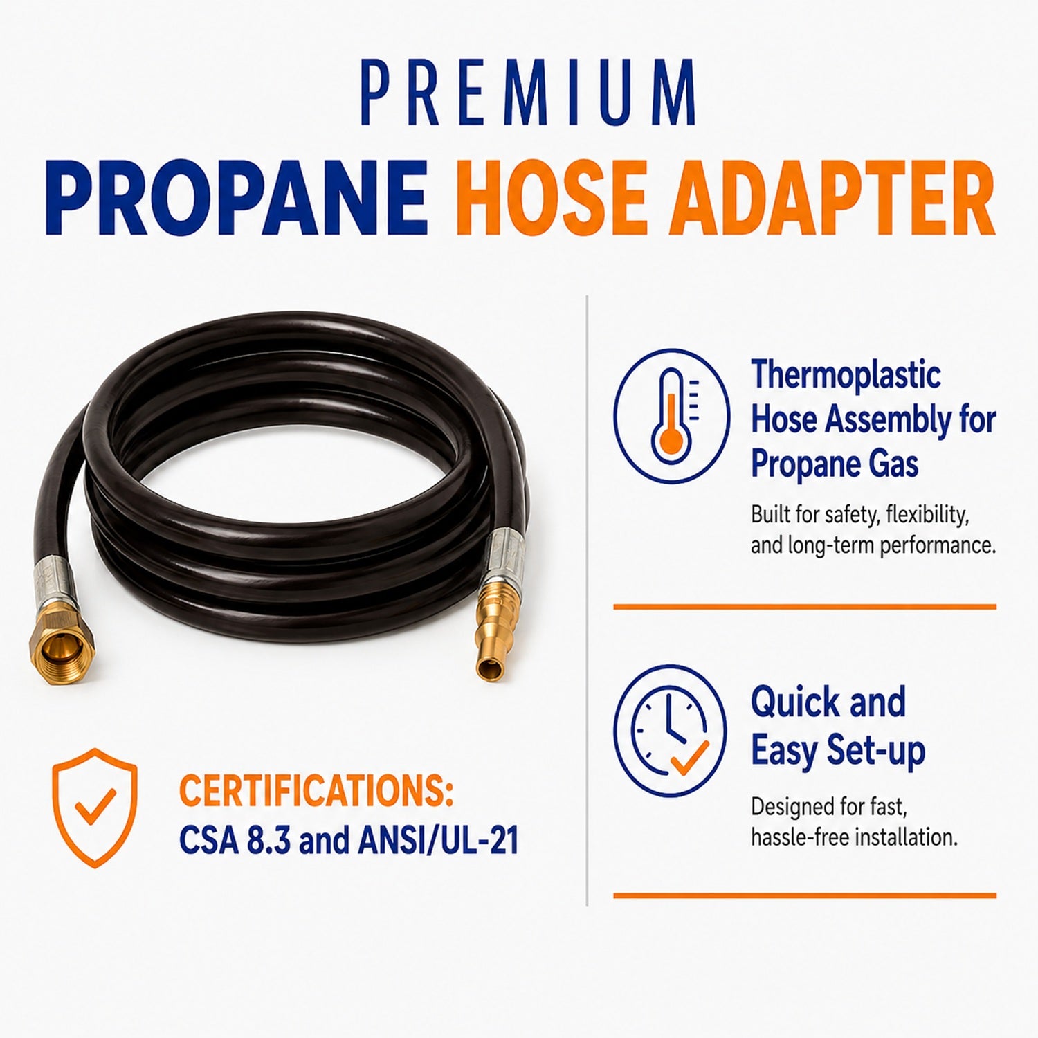 Flame King RV, Van, Trailer Low Pressure Quick Connect 72 Inch, 3/8 Inch ID Female SAE Gas Flare Fitting