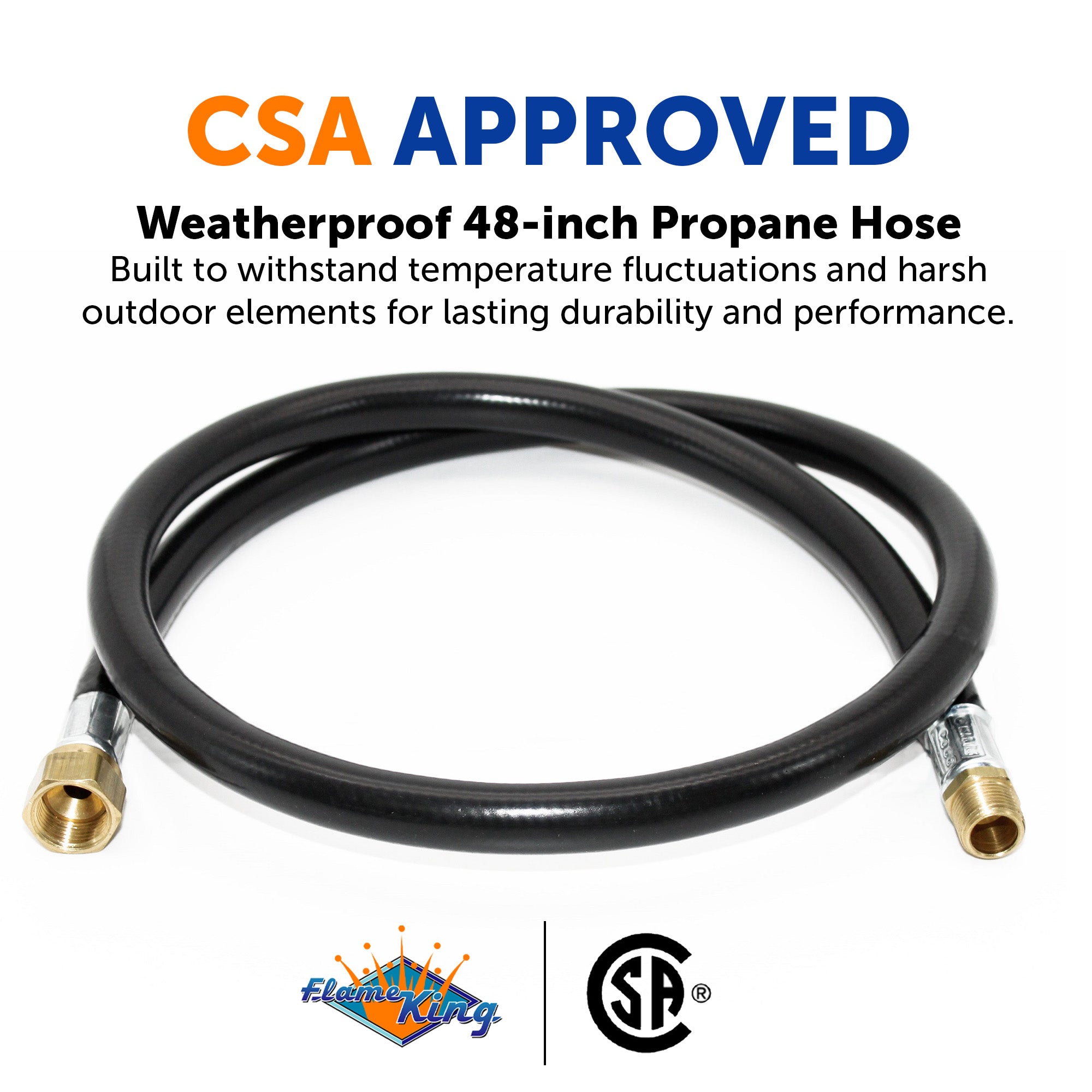 Flame King Thermo Plastic Hose Assembly for LP and Natural Gas, 48 Inch, 3/8 Inch
