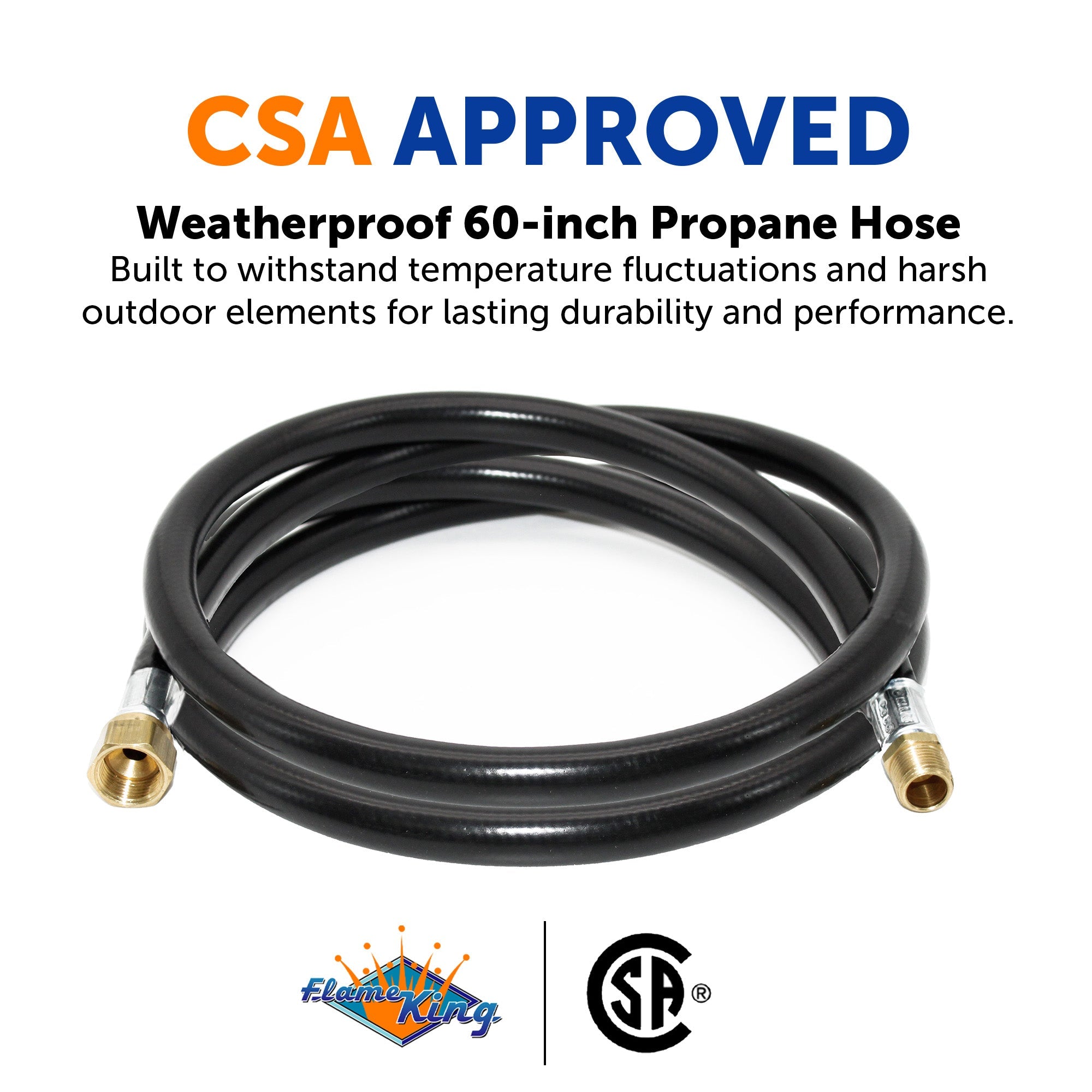 Flame King Thermo Plastic Hose Assembly for LP and Natural Gas, 60 Inch, 3/8 Inch