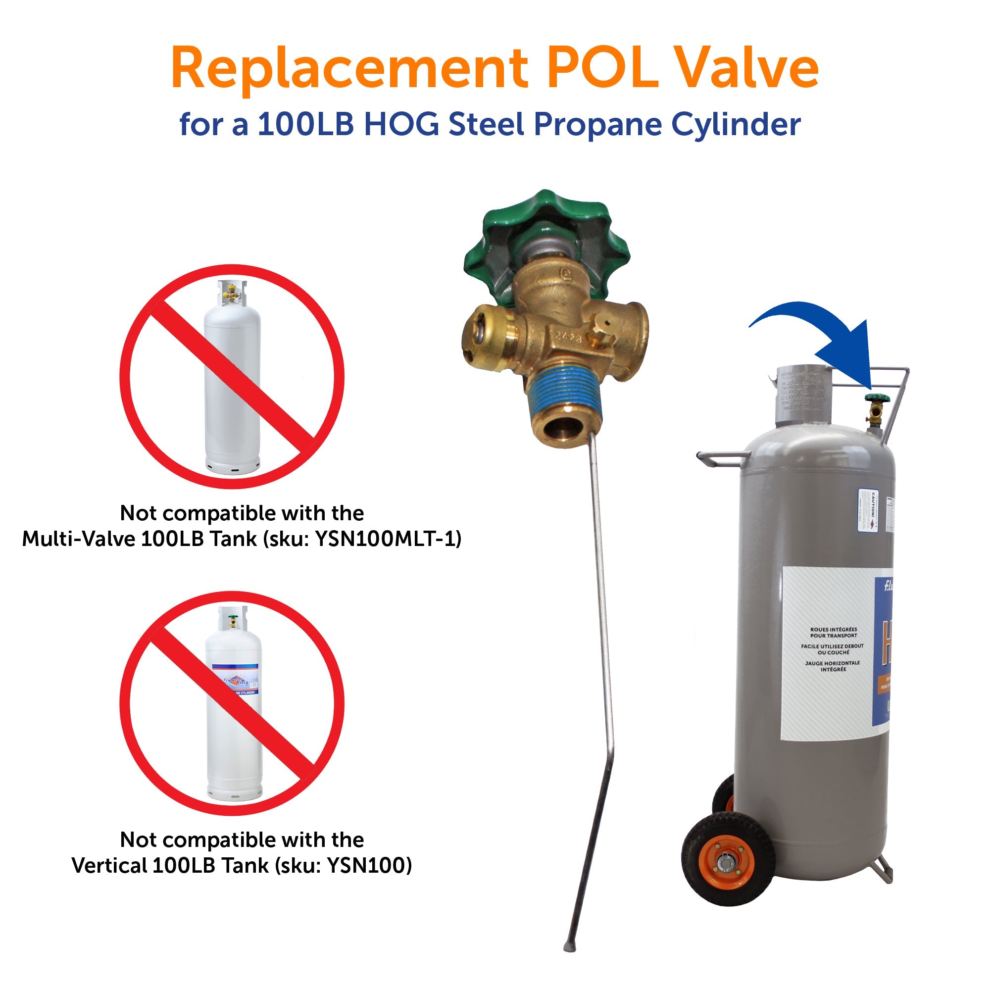 Flame King 100lb POL Valve For Hog or Horizontal Propane Cylinder