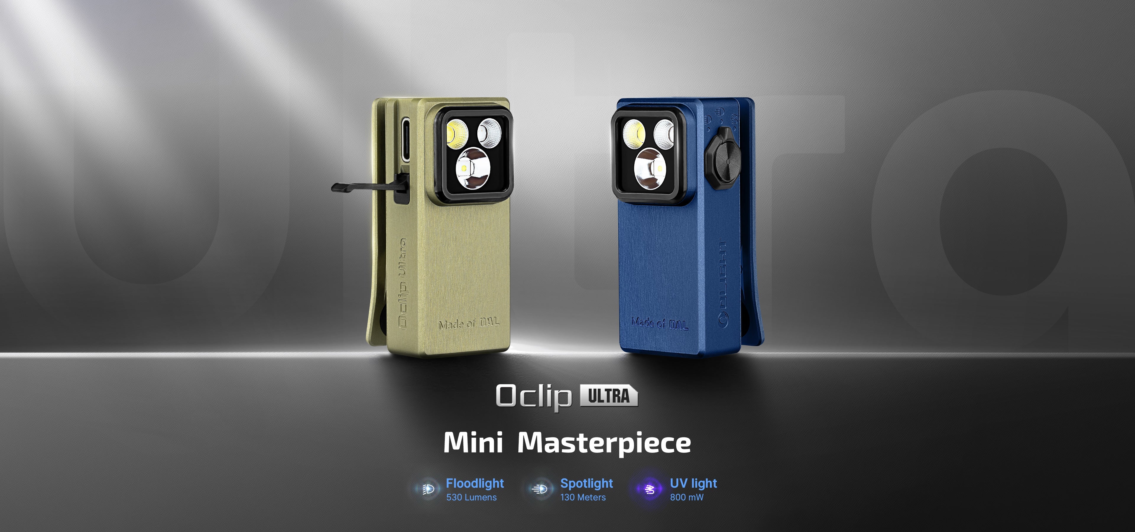 Olight Oclip Ultra 530 Lumen USB-C Rechargeable Clip-On Flashlight