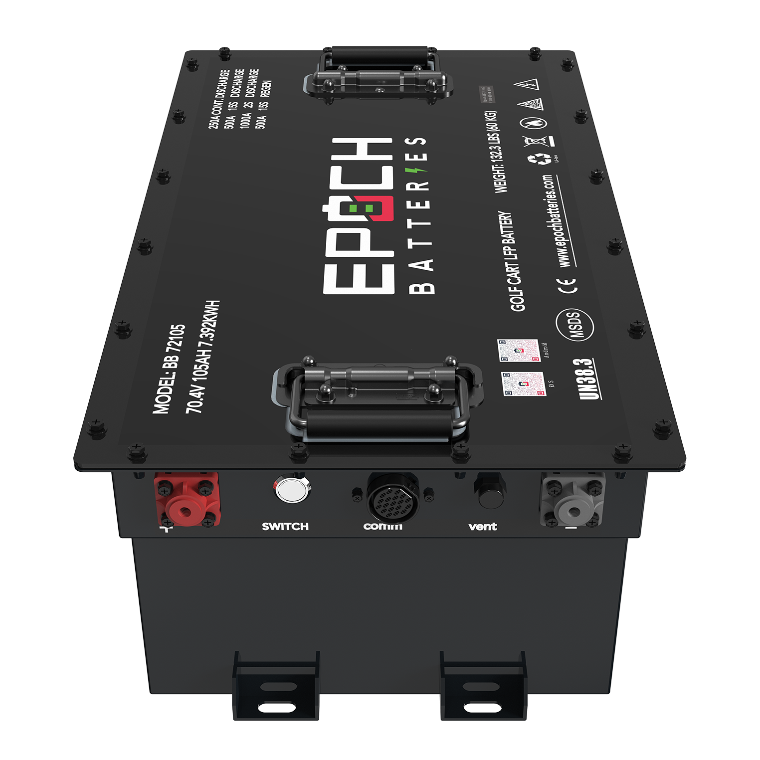 70.4V (72V) 105Ah Golf Cart Battery Complete Kit - Lithium (LiFePO4)