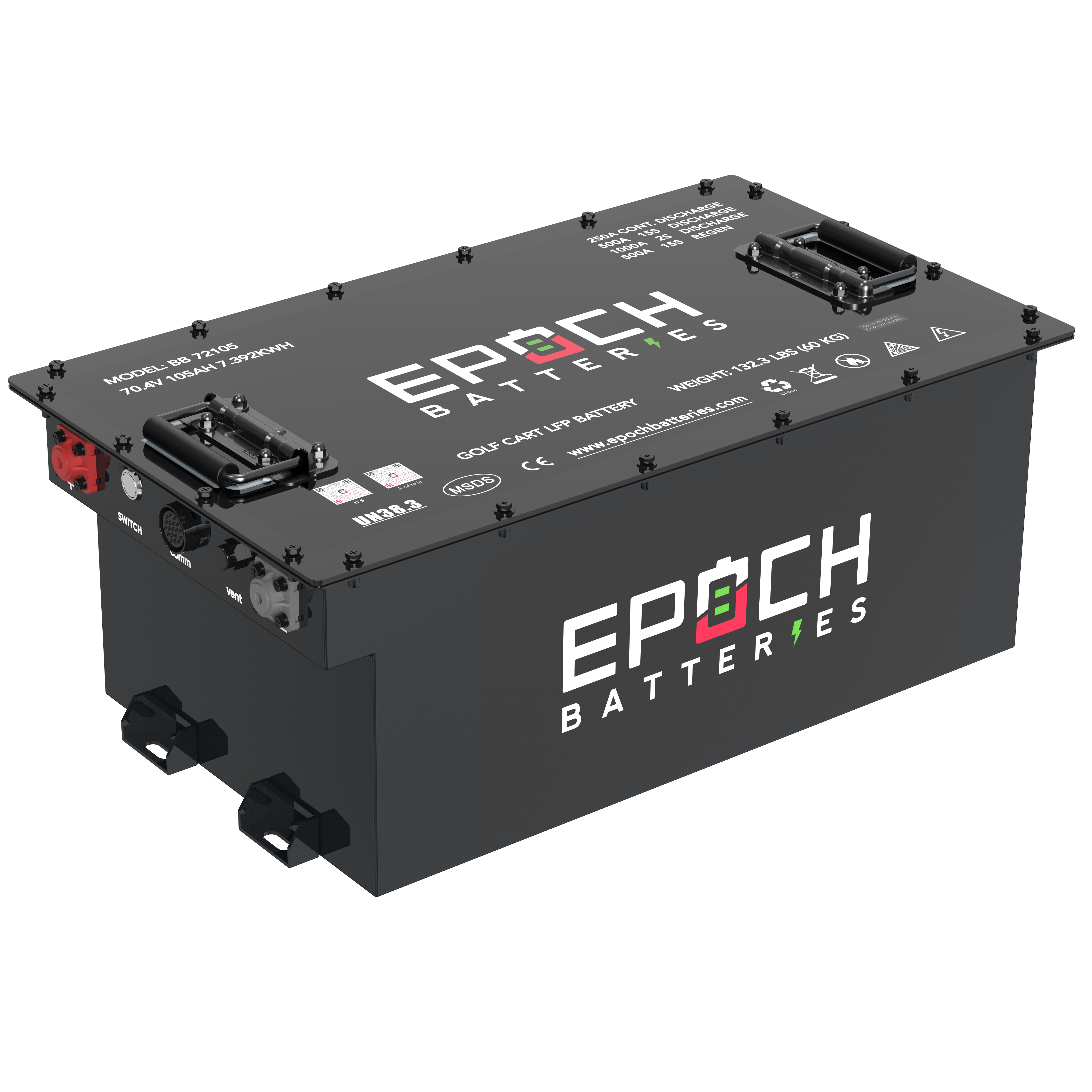 70.4V (72V) 105Ah Golf Cart Battery Complete Kit - Lithium (LiFePO4)