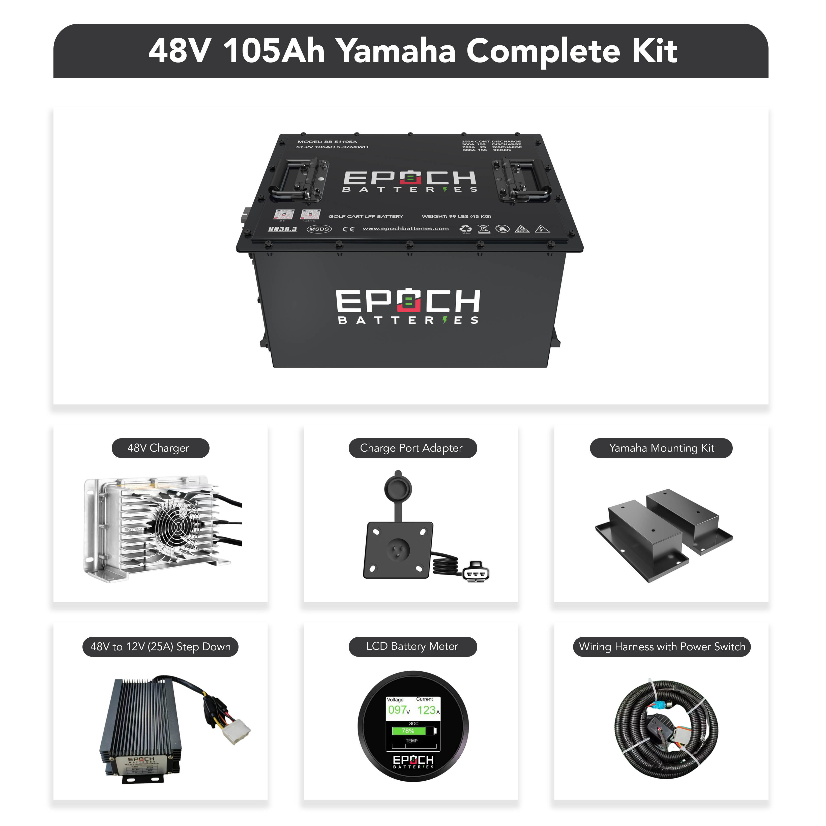 48V 105Ah Golf Cart Battery Complete Kit - Lithium (LiFePO4)