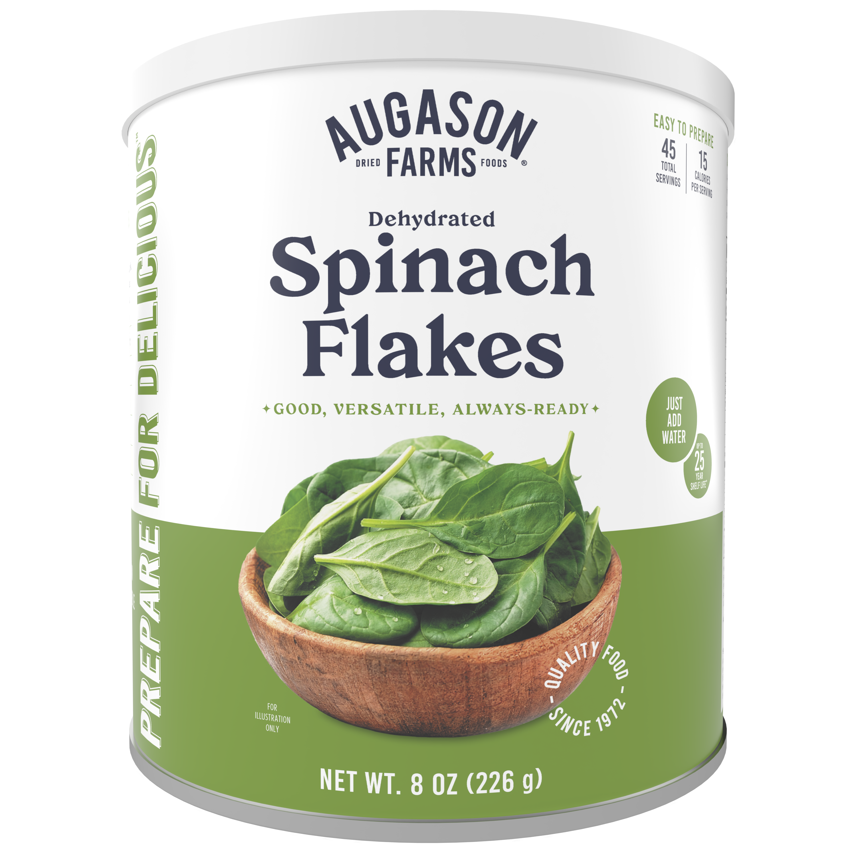 Dehydrated Spinach Flakes Can, 45 Servings