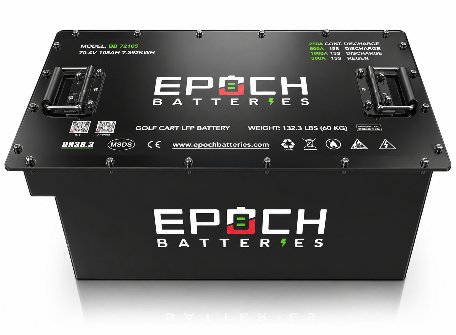 70.4V (72V) 105Ah Golf Cart Battery Complete Kit - Lithium (LiFePO4)