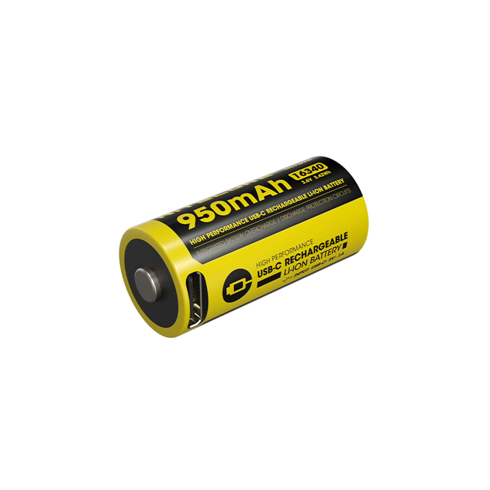 Nitecore NL169R 950mAh Rechargeable RCR123 16340 Battery with USB-C Charging Port