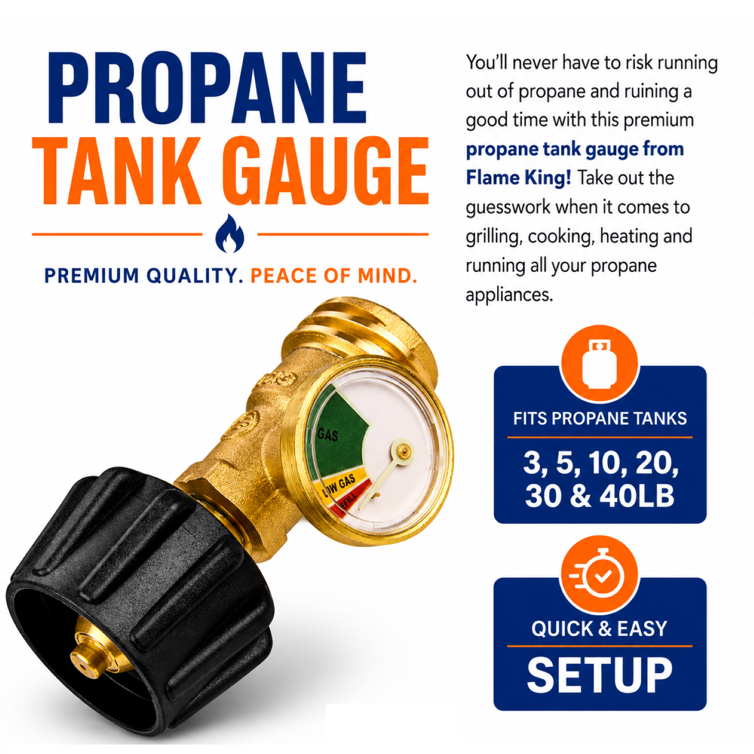 Flame King Propane Gas Level Indicator Check Gauge Meter For Propane Tanks Cylinders