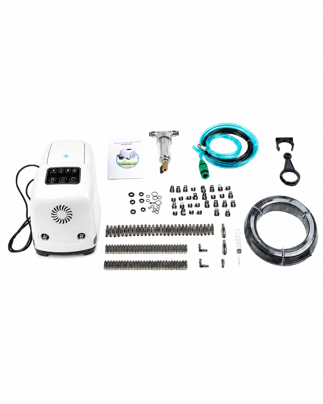 27 Nozzle High-Pressure Misting System – 54ft Outdoor Cooling Kit for Patios, Restaurants & Large Areas