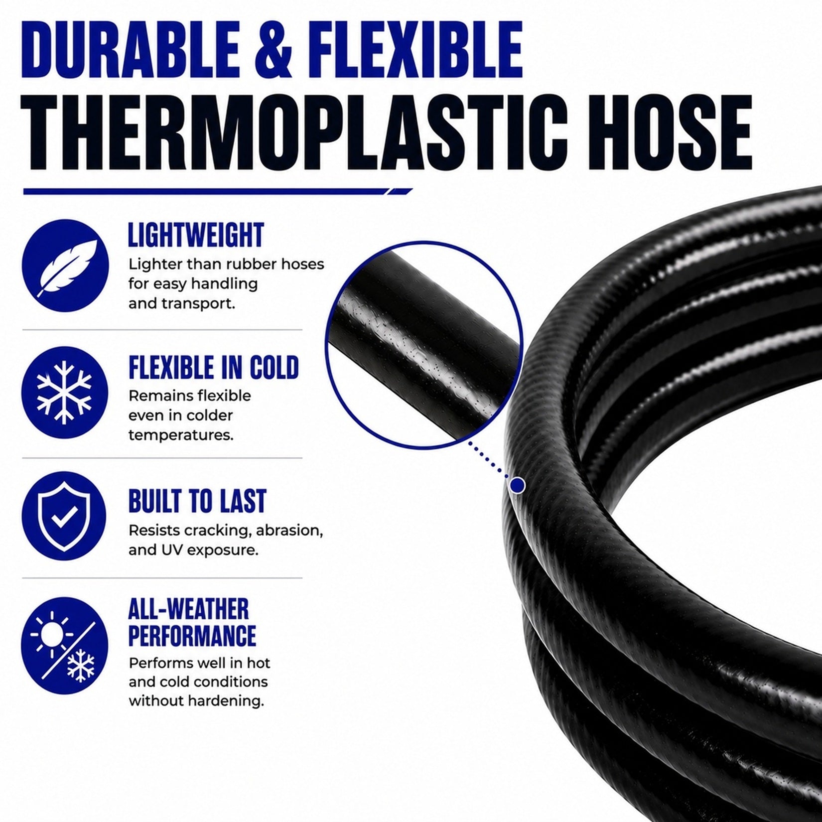 Flame King Thermo Plastic Hose Assembly for LP and Natural Gas, 60 Inch, 3/8 Inch