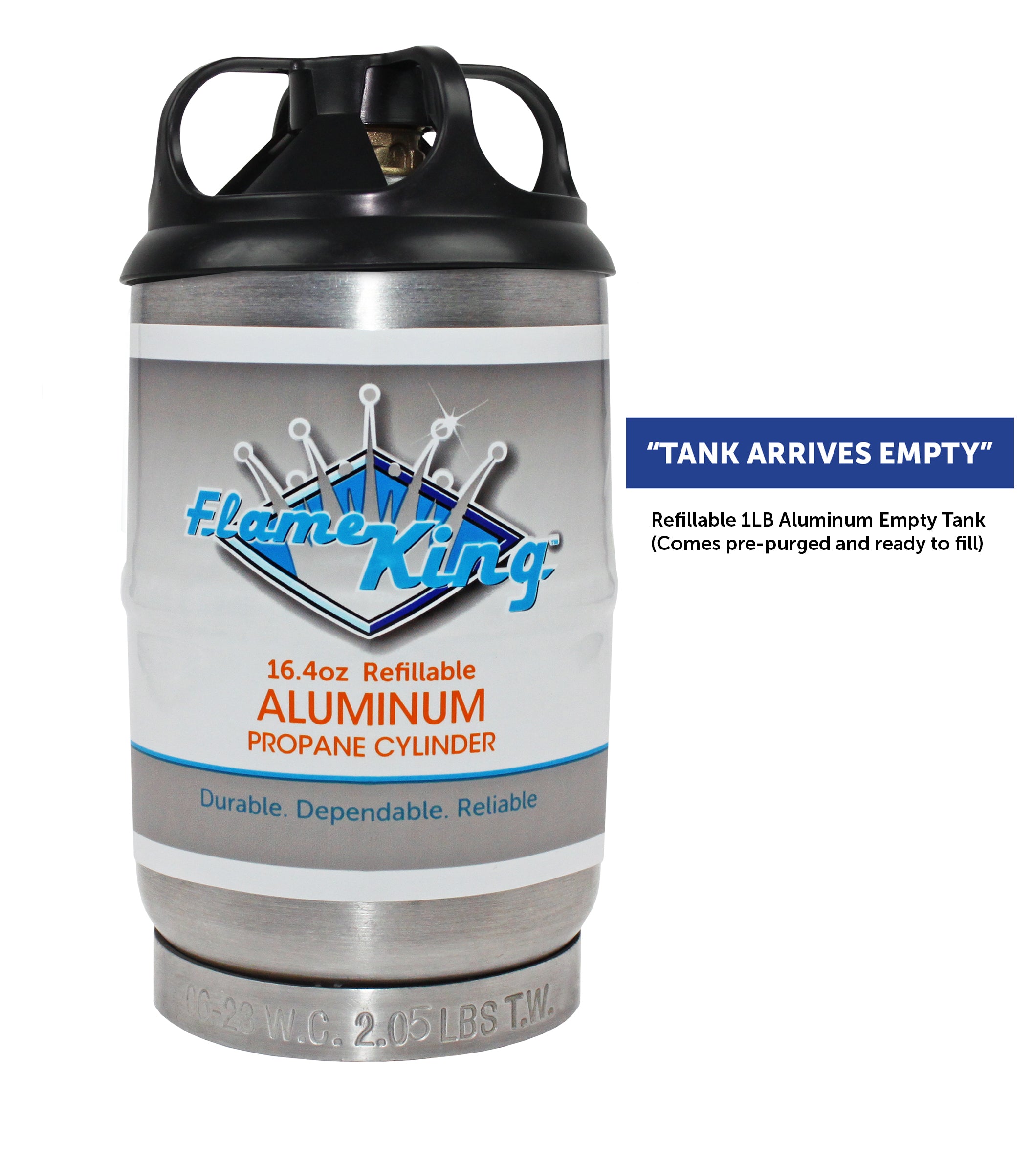 Flame King 1lb Aluminum Refillable Propane Tank LP Cylinder - 2 Pack Eco Friendly Sustainable Tank