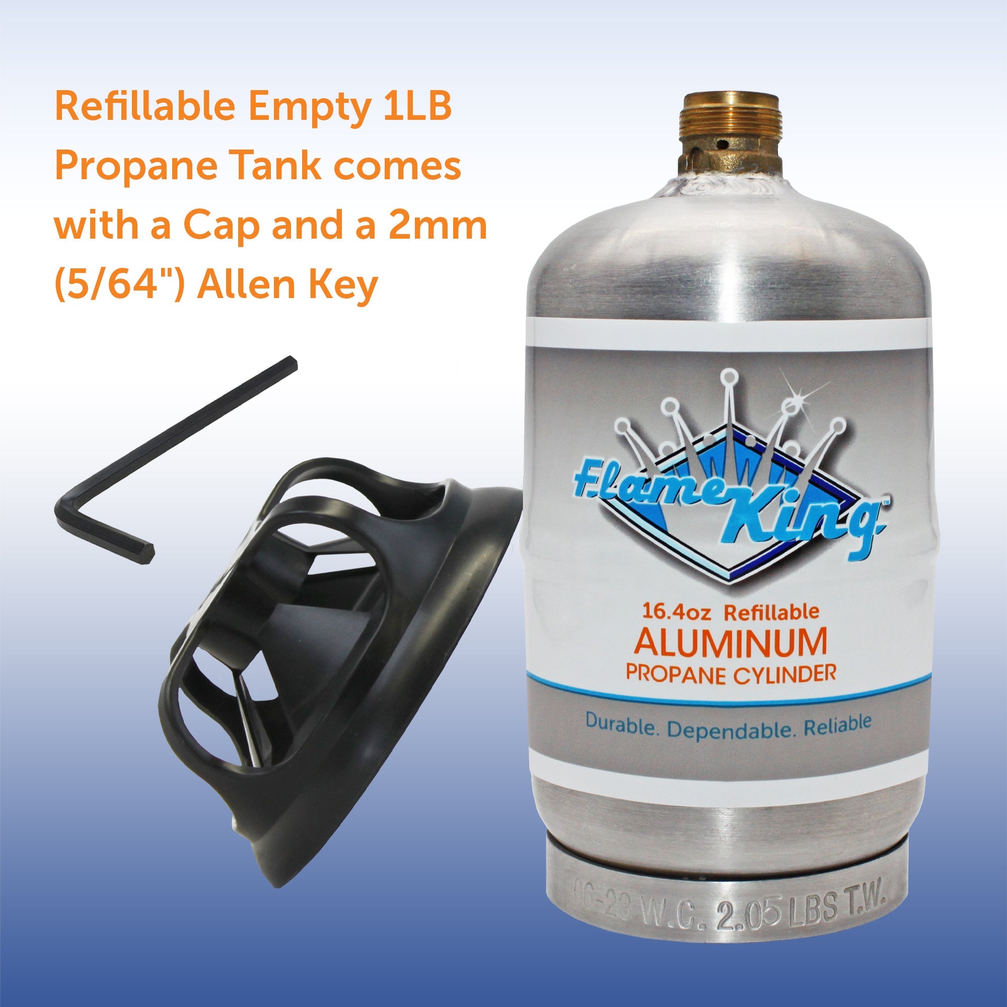 Flame King Eco Friendly Sustainable 1lb Aluminum Refillable Propane Tank LP Cylinder