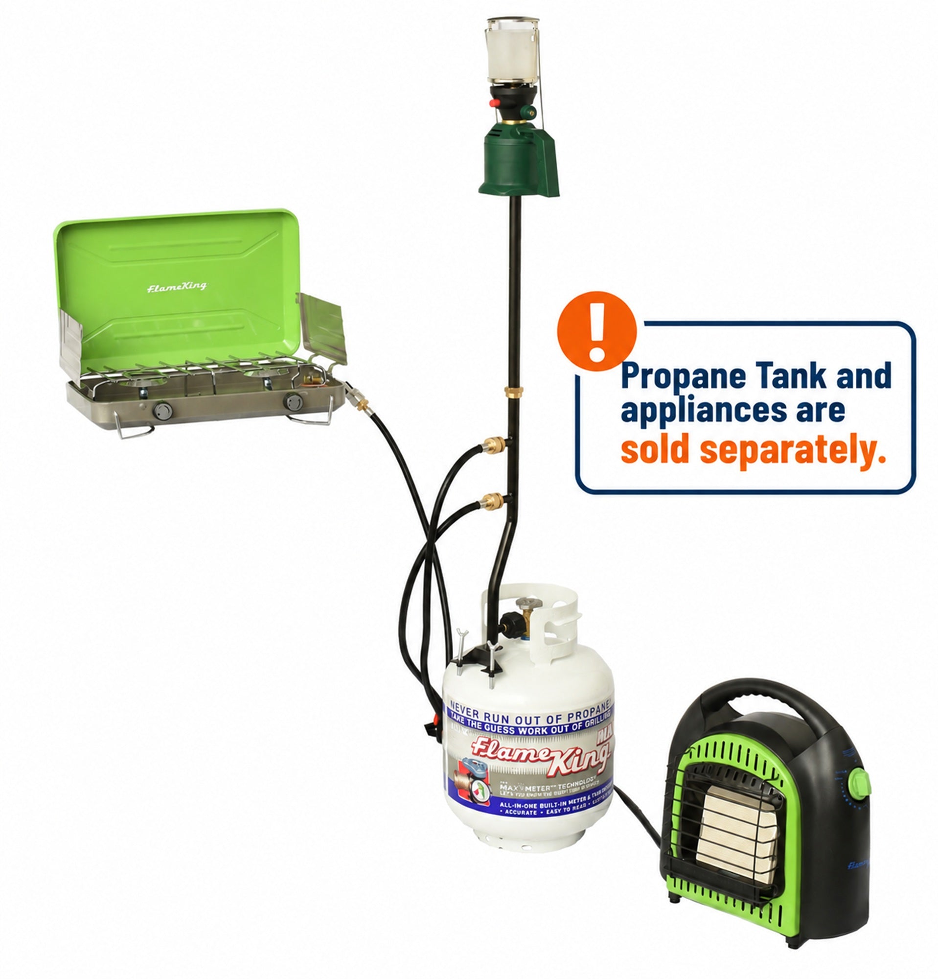 Flame King 3 Outlets Adapter 20 to 1LB Propane Tank Distribution Post Pole Tree Stem Stand