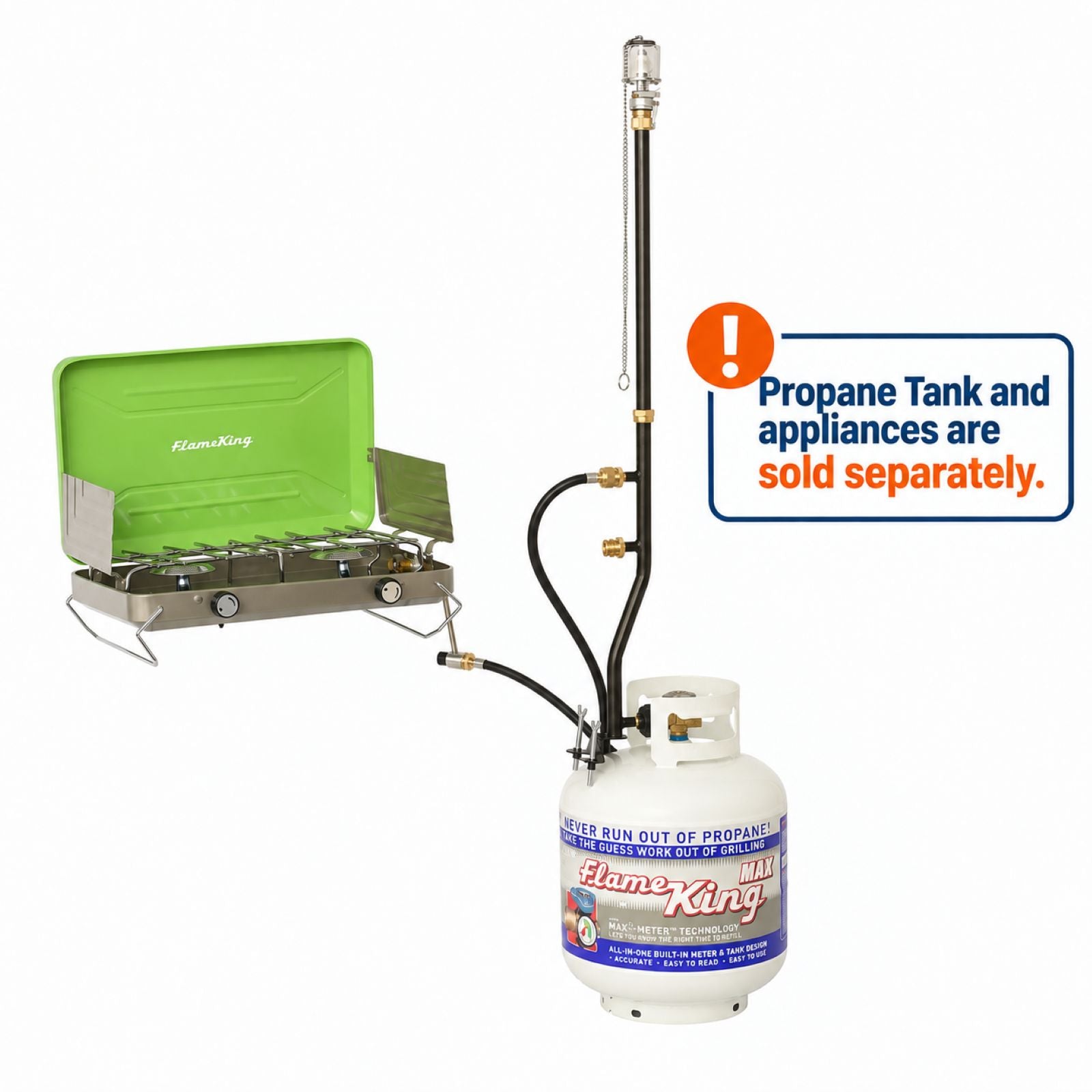 Flame King 3 Outlets Adapter 20 to 1LB Propane Tank Distribution Post Pole Tree Stem Stand