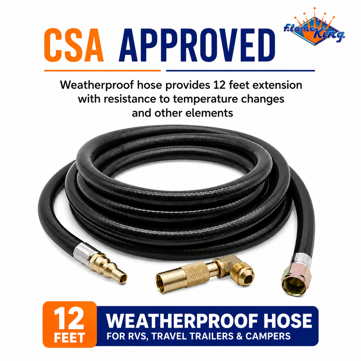 Flame King 12ft RV Quick Connect Hose Adapter for 17" or 22" Griddle