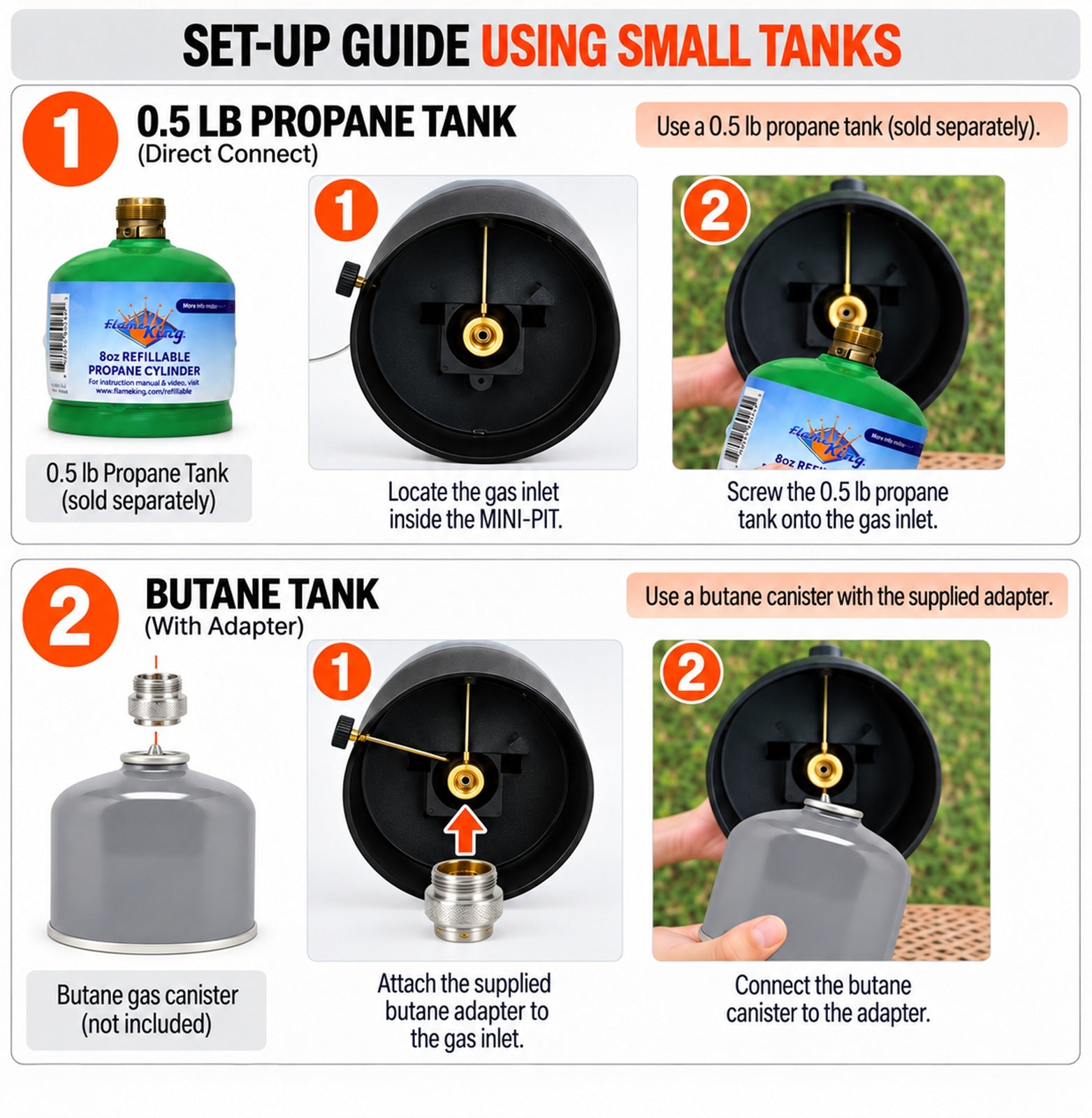 Flame King Smokeless Portable Mini Tabletop Fire Pit Dual Fuel Propane and Butane