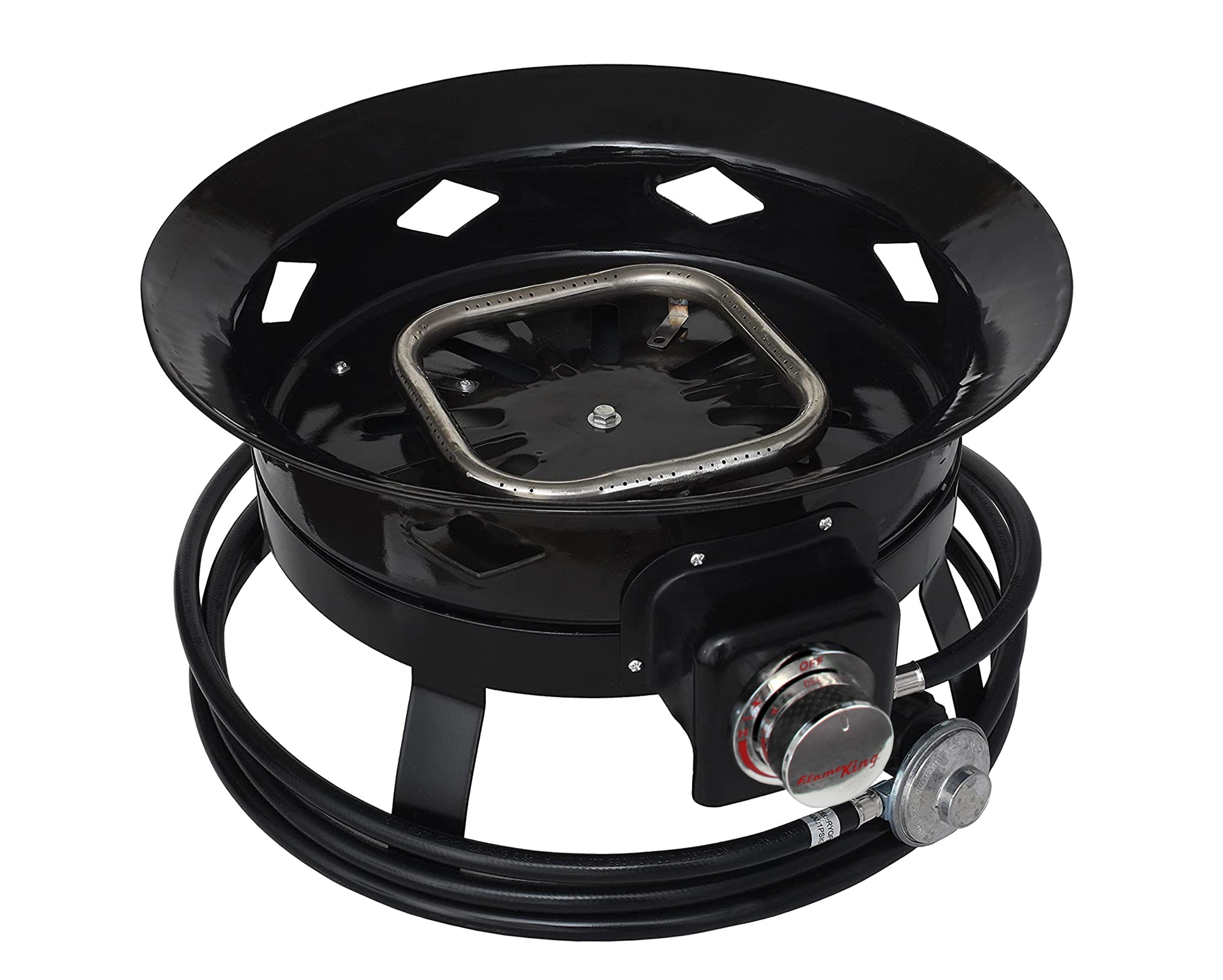 Flame King Outdoor Portable Propane Gas 19″ Fire Pit Bowl with Self Igniter Cover Carry Straps