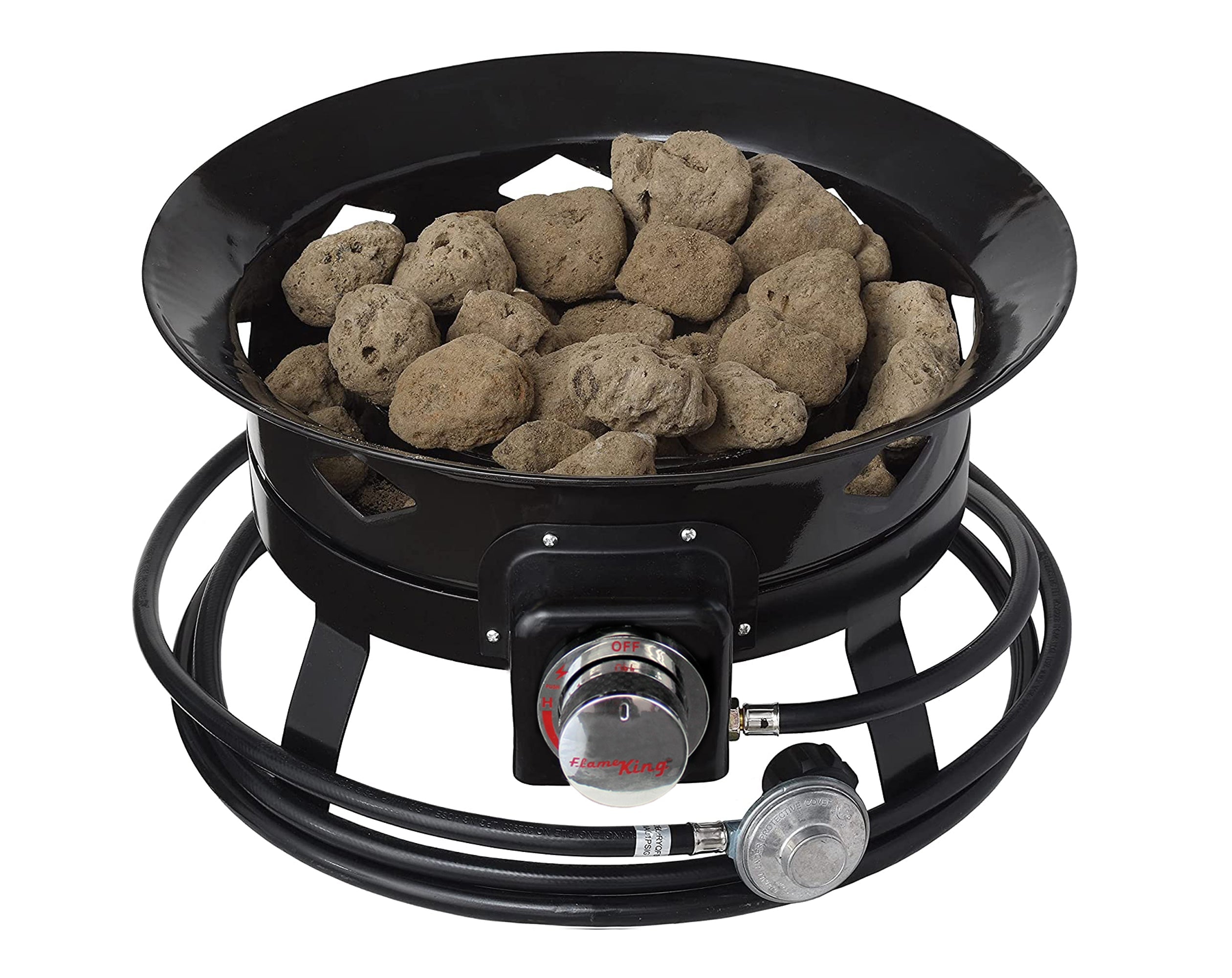 Flame King Outdoor Portable Propane Gas 19″ Fire Pit Bowl with Self Igniter Cover Carry Straps