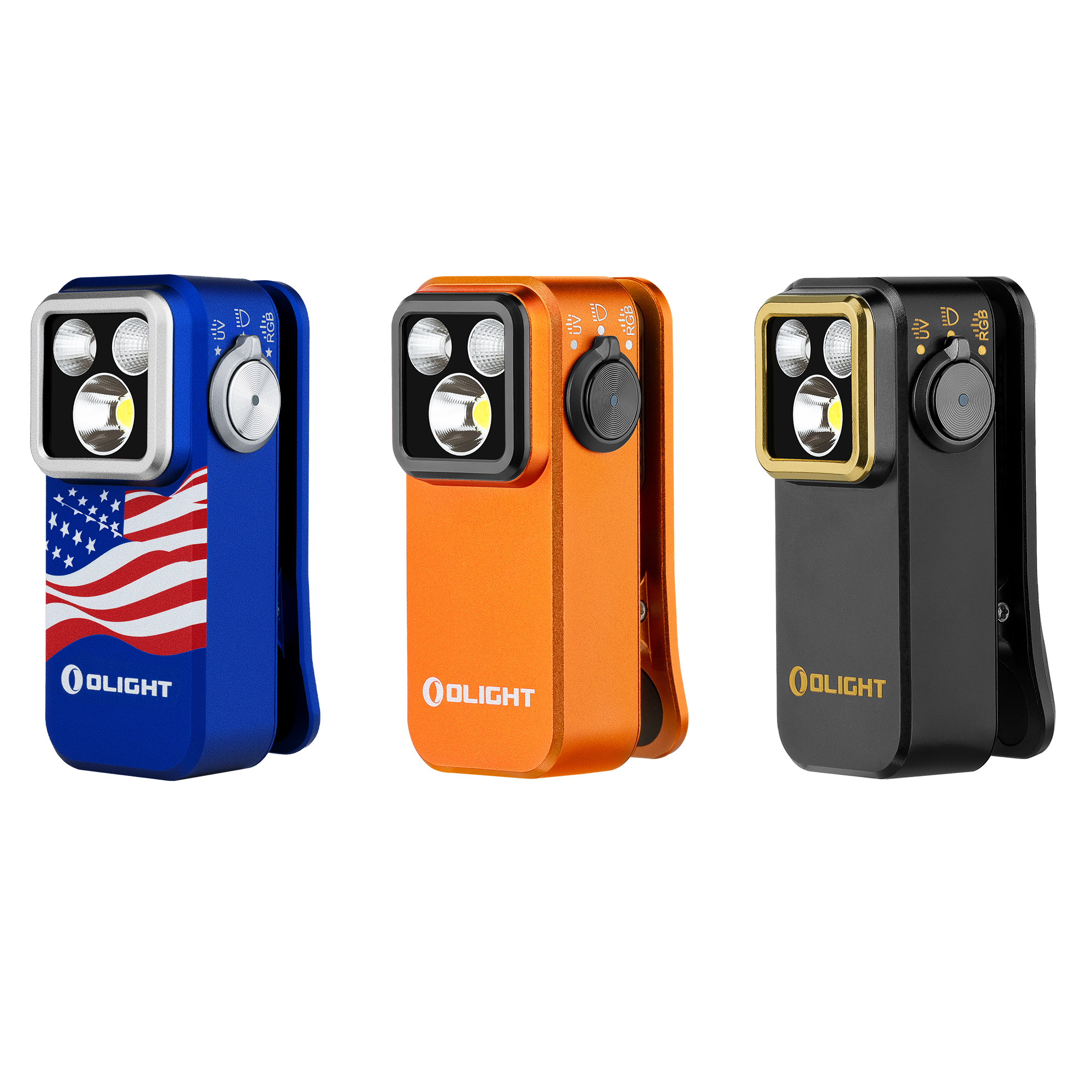 Olight Oclip Pro S 600 Lumen Rechargeable Clip-On Flashlight with UV and RGB Light