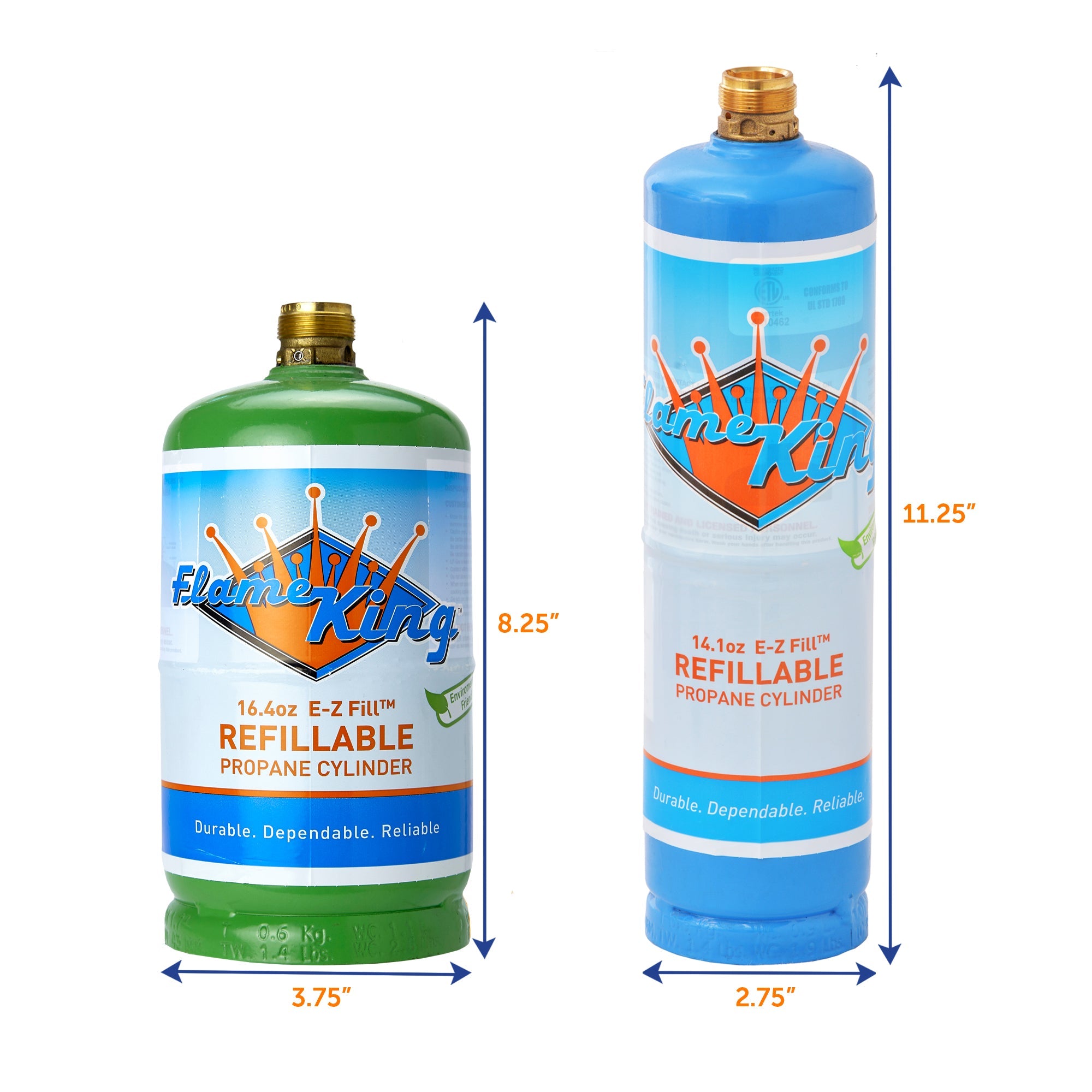 Flame King 1lb Refillable Propane Tank Welding LP Cylinder 14.1