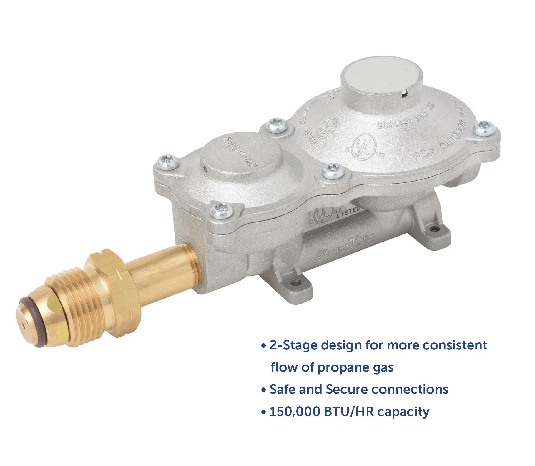 Flame King 2-Stage 150,000 BTU Propane LP Horizontal Super Compact Regulator