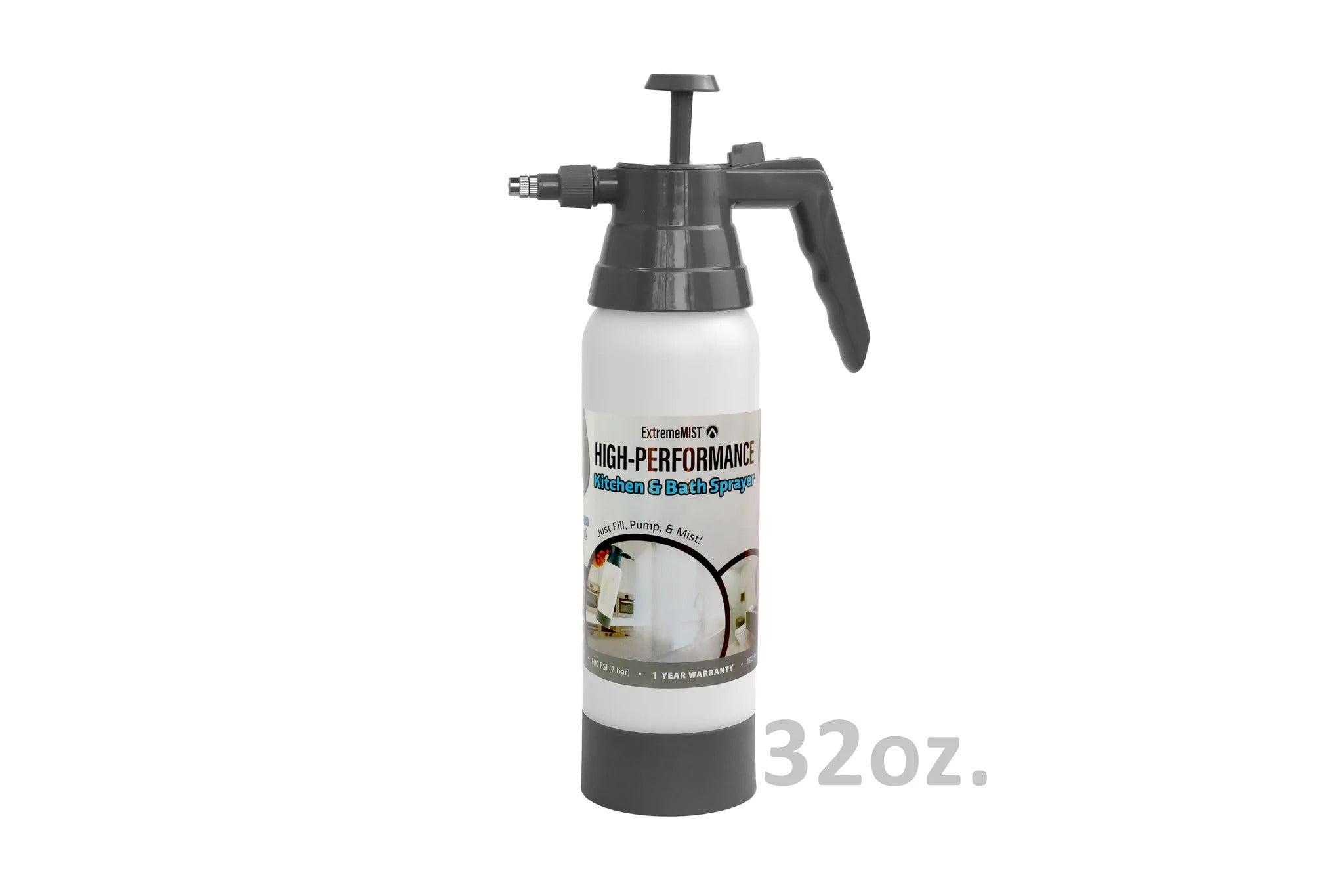 Kitchen & Bath Fine Mist Cleaning Sprayer – Refillable Pump-Up Spray Bottle for Deep Cleaning, Bathroom & Home Use