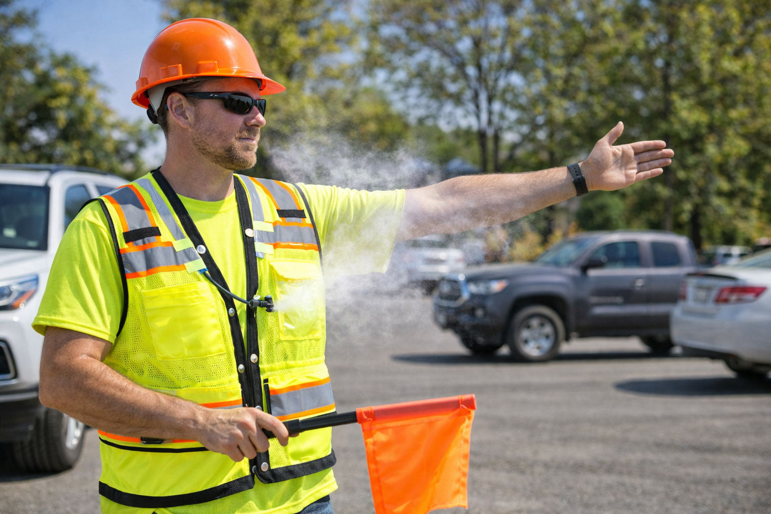 ANSI Class 2 Hi-Vis Misting Safety Vest – Reflective Cooling Vest for Outdoor Work
