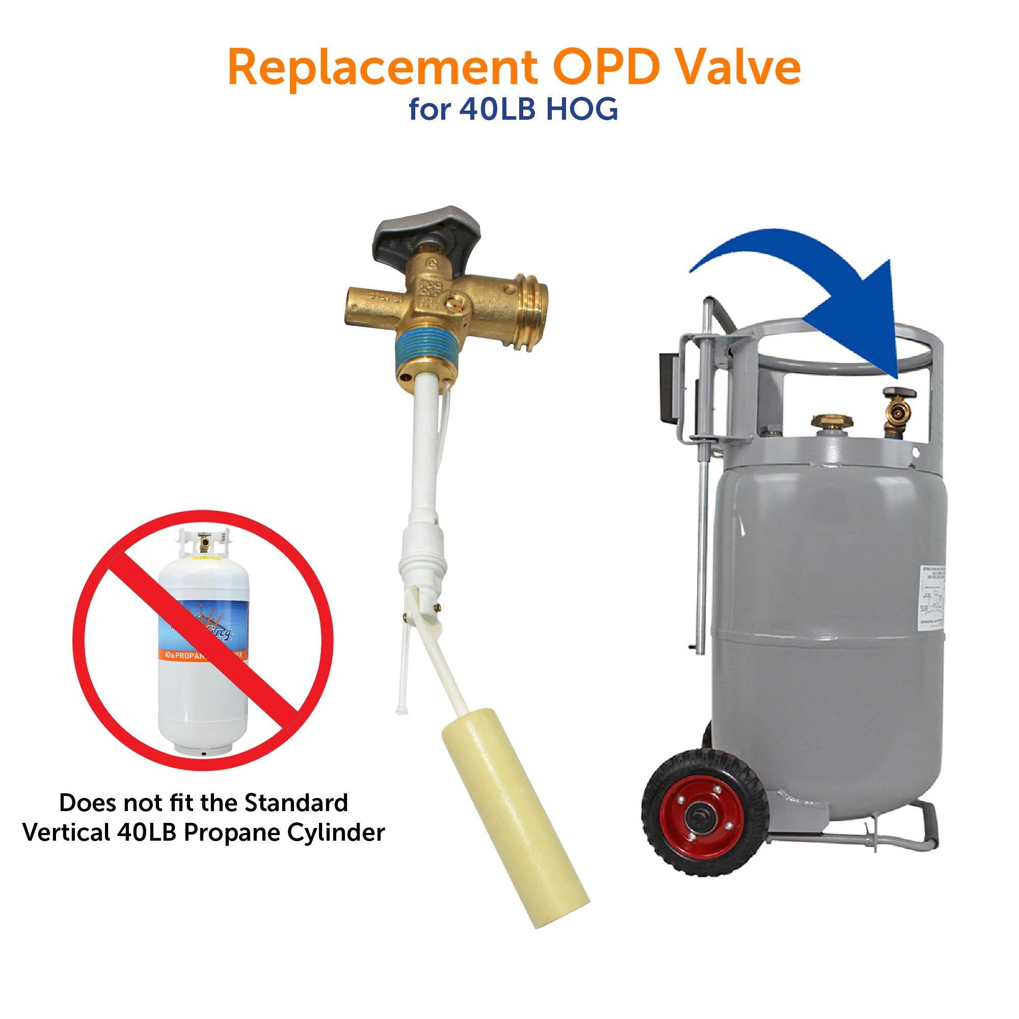 Flame King 40lb OPD Valve for Hog or Horizontal Propane Cylinder