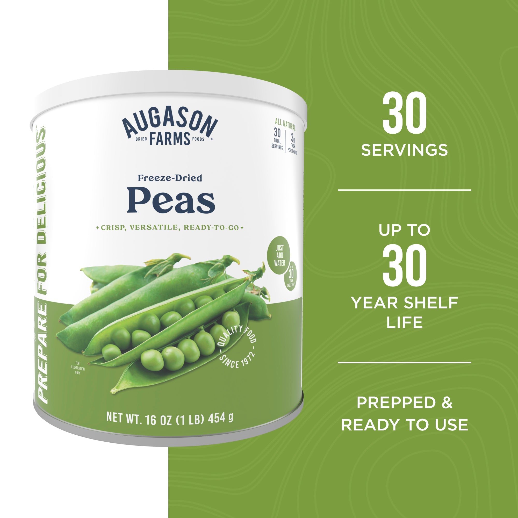 Freeze Dried Peas Can, 30 Servings