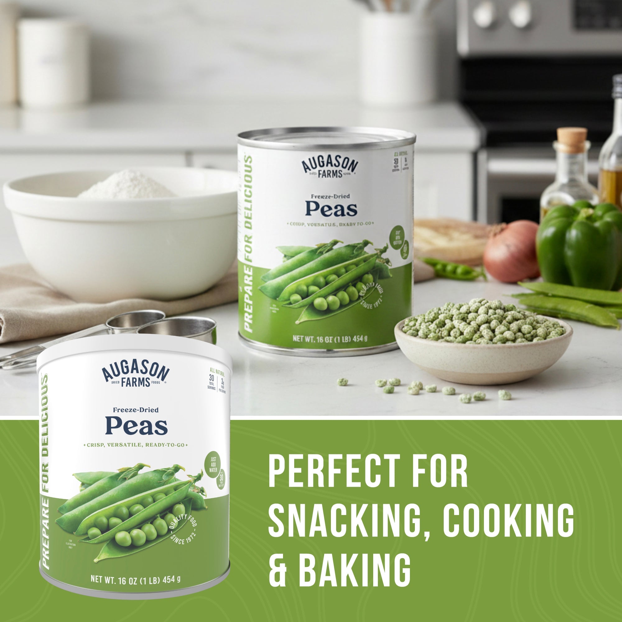 Freeze Dried Peas Can, 30 Servings