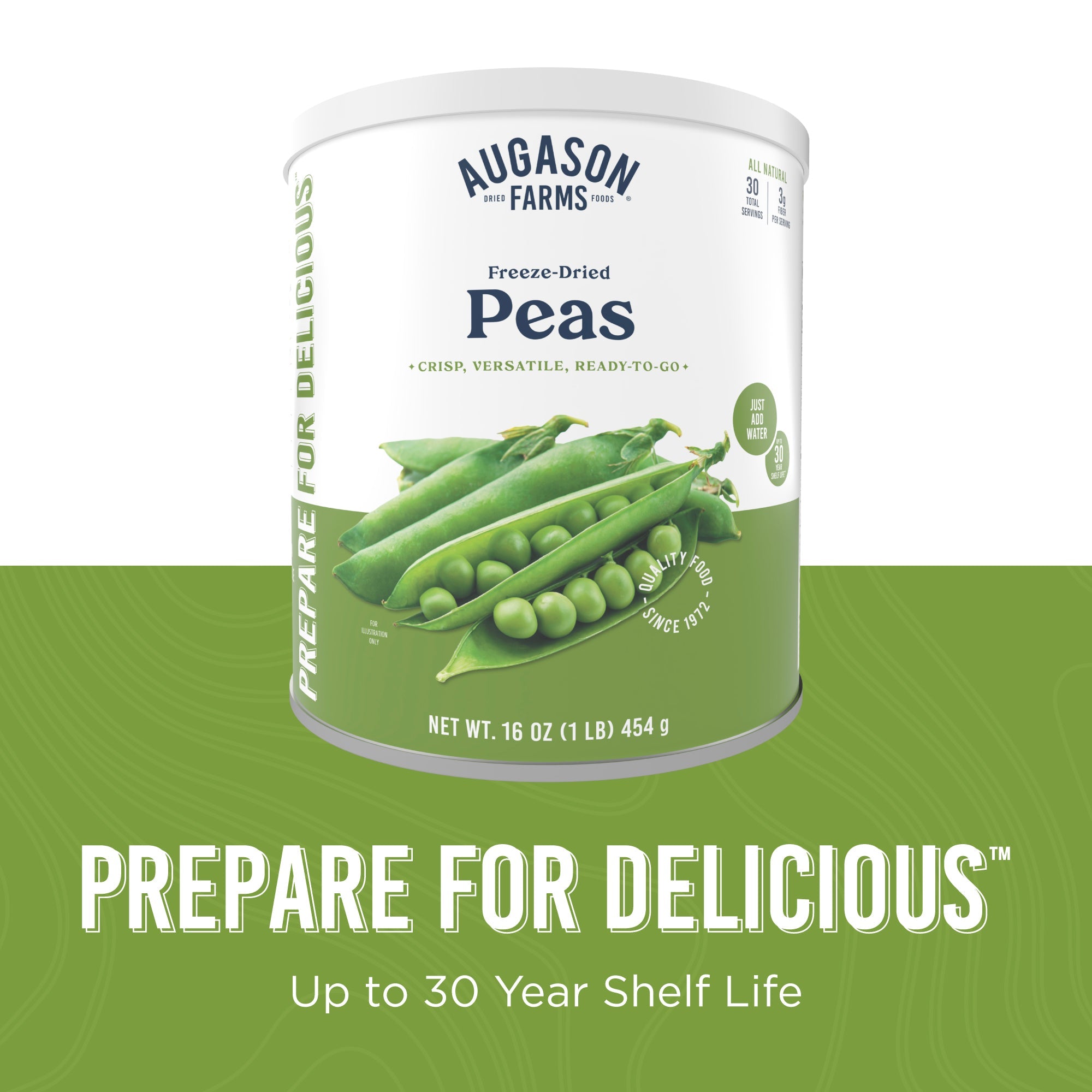 Freeze Dried Peas Can, 30 Servings