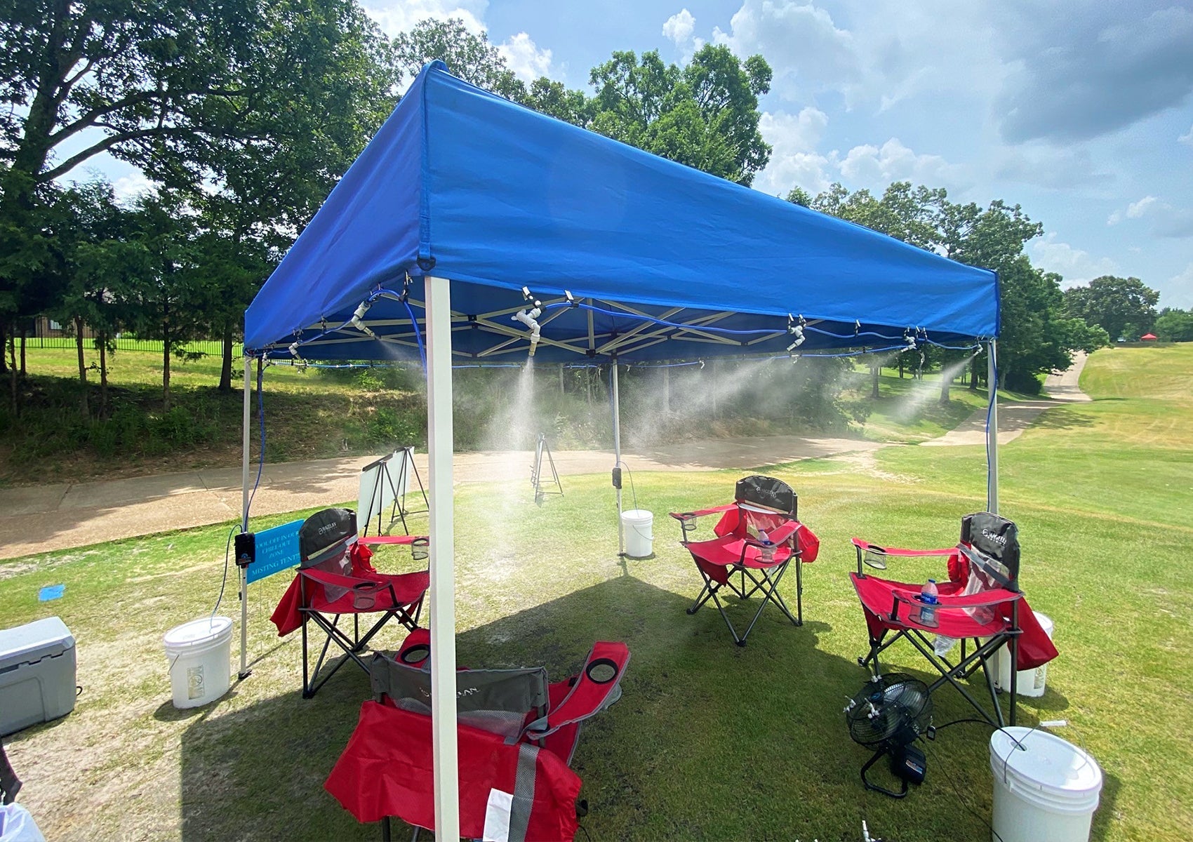 Professional-Grade Portable Misting System 24ft Pro Kit – Rechargeable Outdoor Cooling Mister with Storage Box