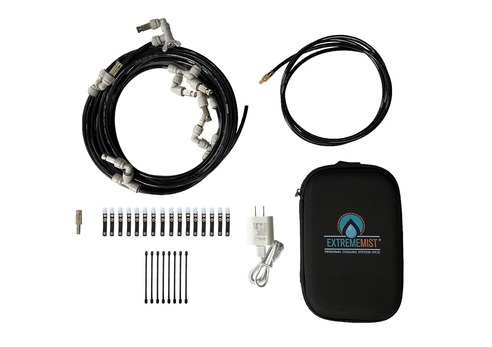 Professional-Grade Portable Misting System 24ft Pro Kit – Rechargeable Outdoor Cooling Mister with Storage Box