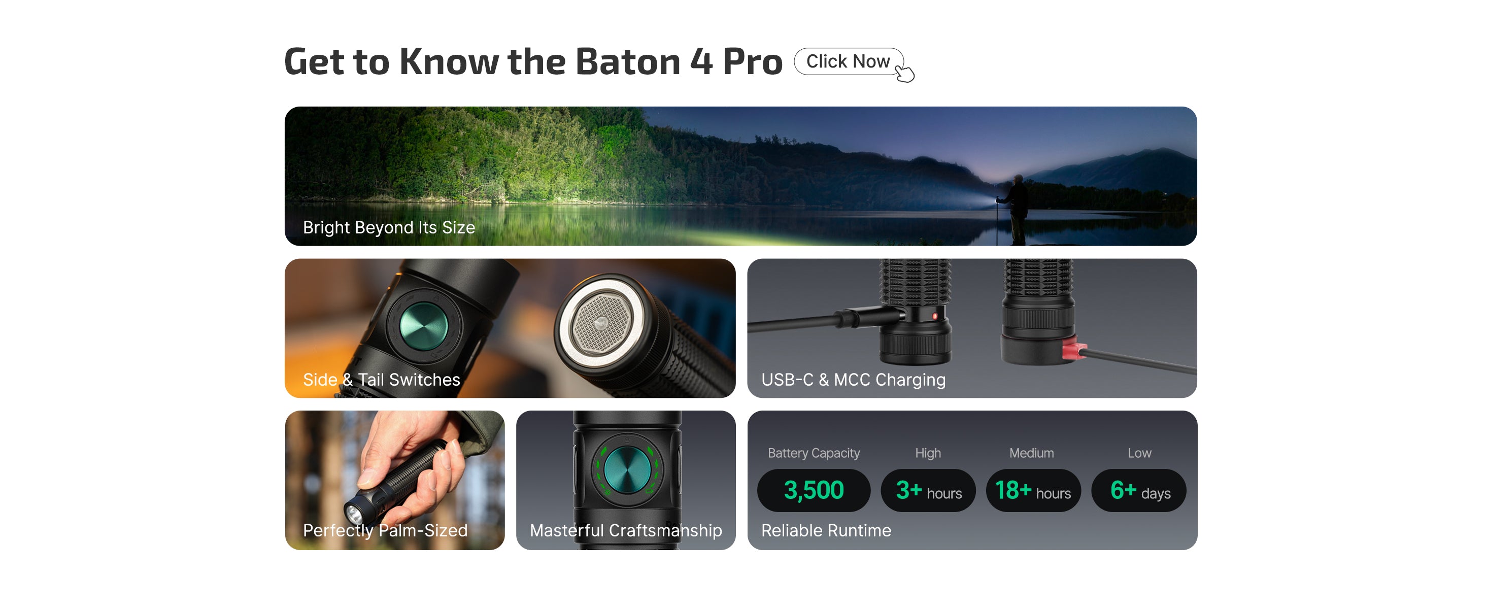 Olight Baton 4 Pro 1600 Lumen Rechargeable EDC Flashlight