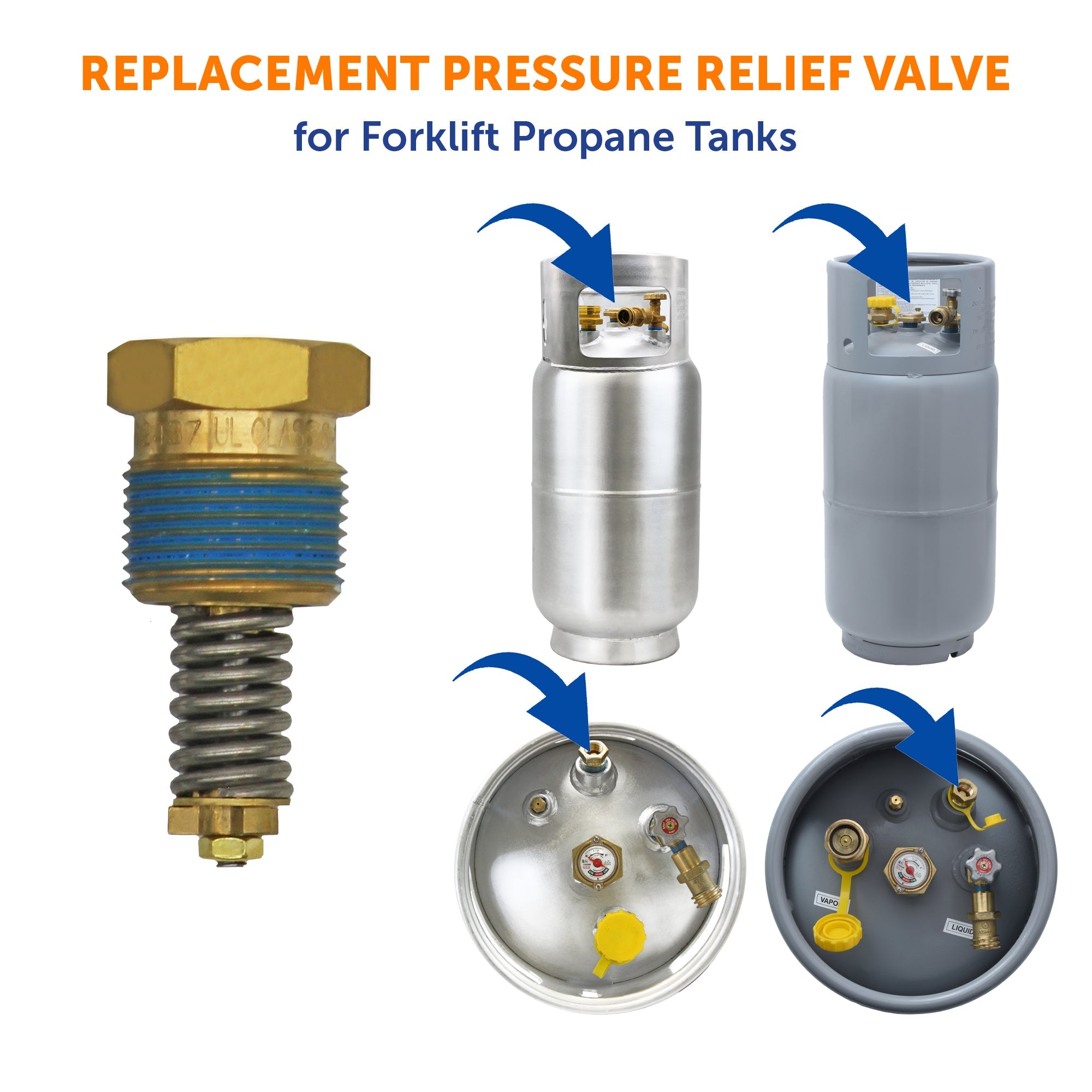 Flame King Replacement Pressure Relief Valve for Forklift Steel and Aluminum Tanks