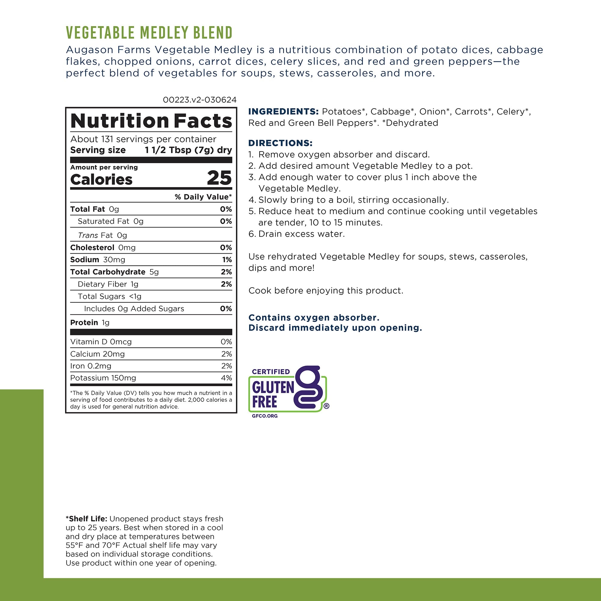 Vegetable Medley Blend Can, 131 Servings