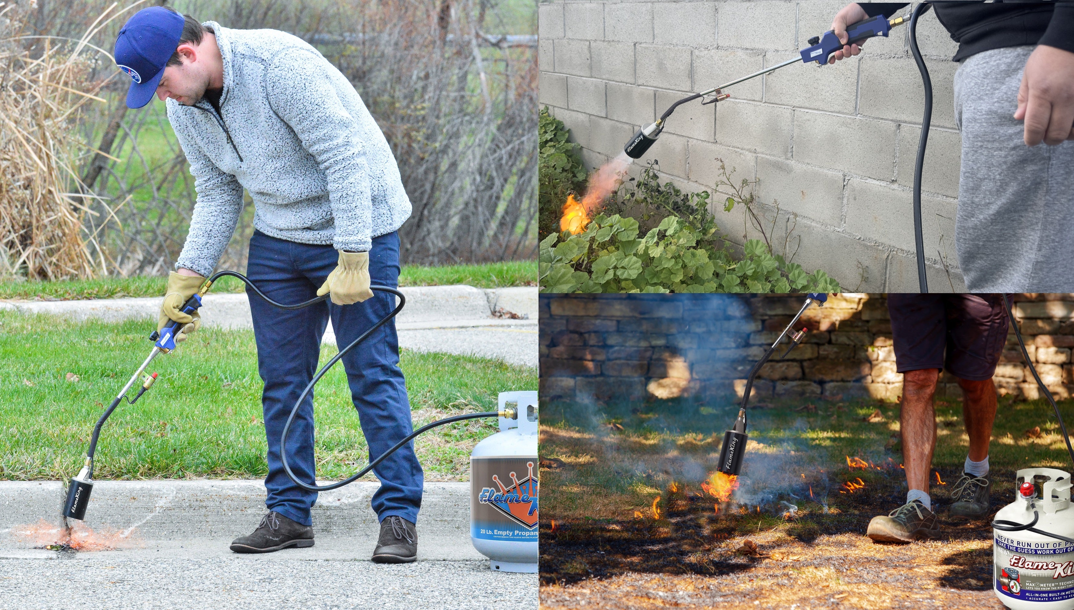 Flame King Auto Ignition Heavy Duty Propane Torch Weed Burner 340,000 BTU with Blast Trigger