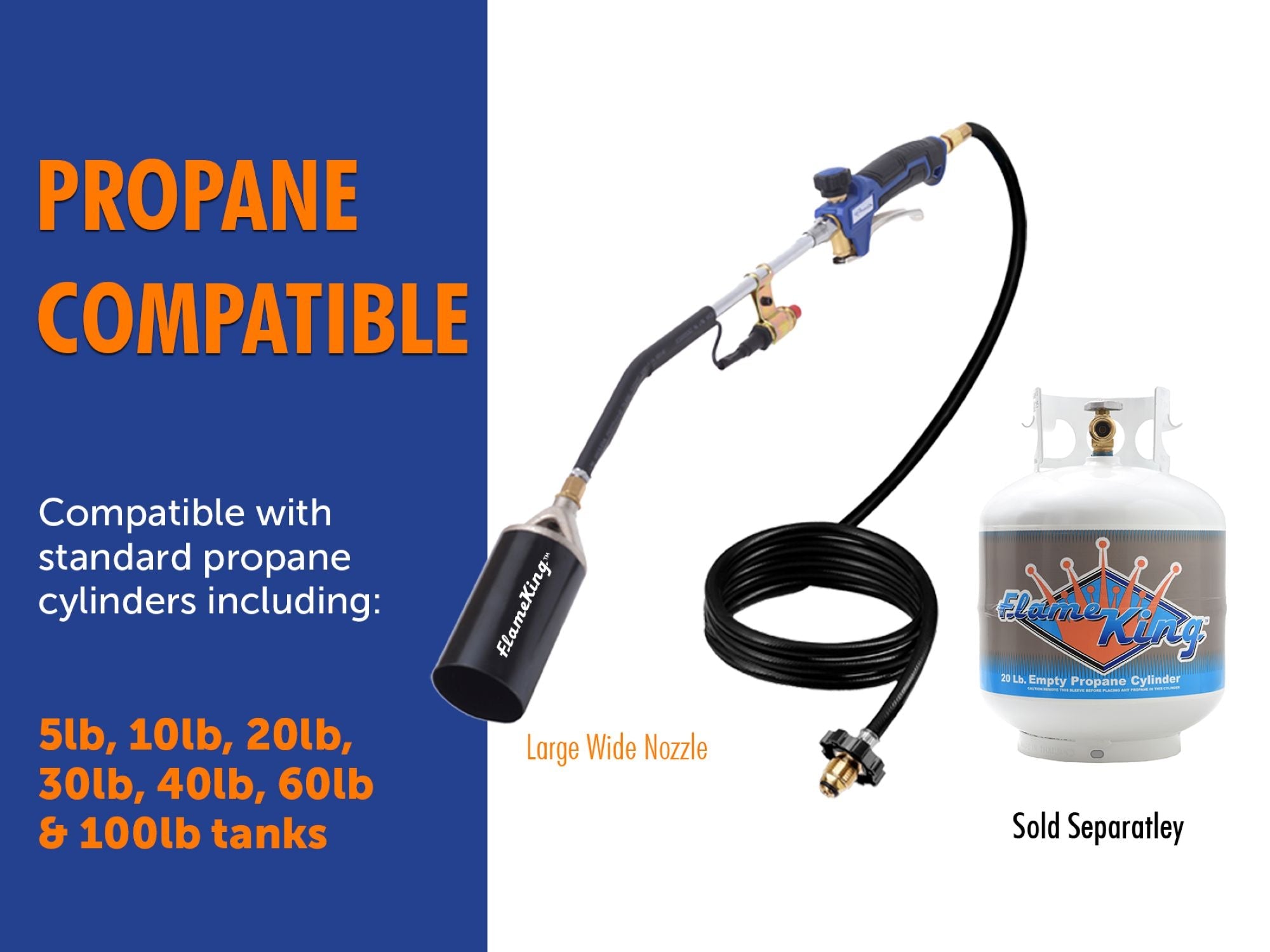 Flame King Auto Ignition Heavy Duty Propane Torch Weed Burner 340,000 BTU with Blast Trigger