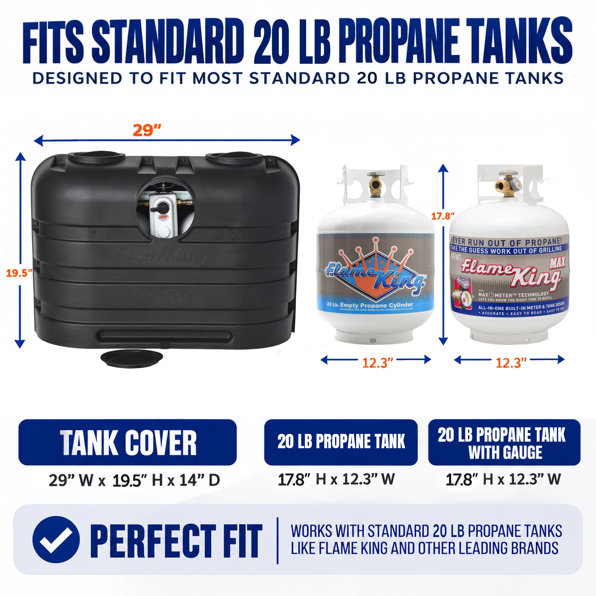Flame King Dual 20LB LP Propane Tank Light Plastic Heavy Duty Cover RV Trailer Black