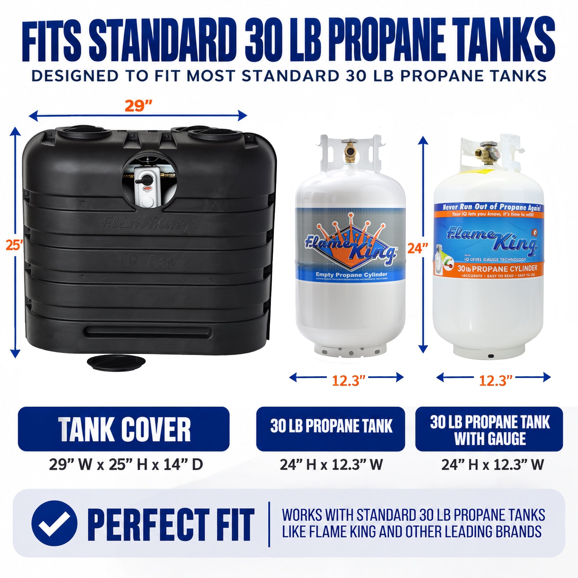 Flame King Dual 30LB LP Propane Tank Light Plastic Heavy Duty Cover RV Trailer Black