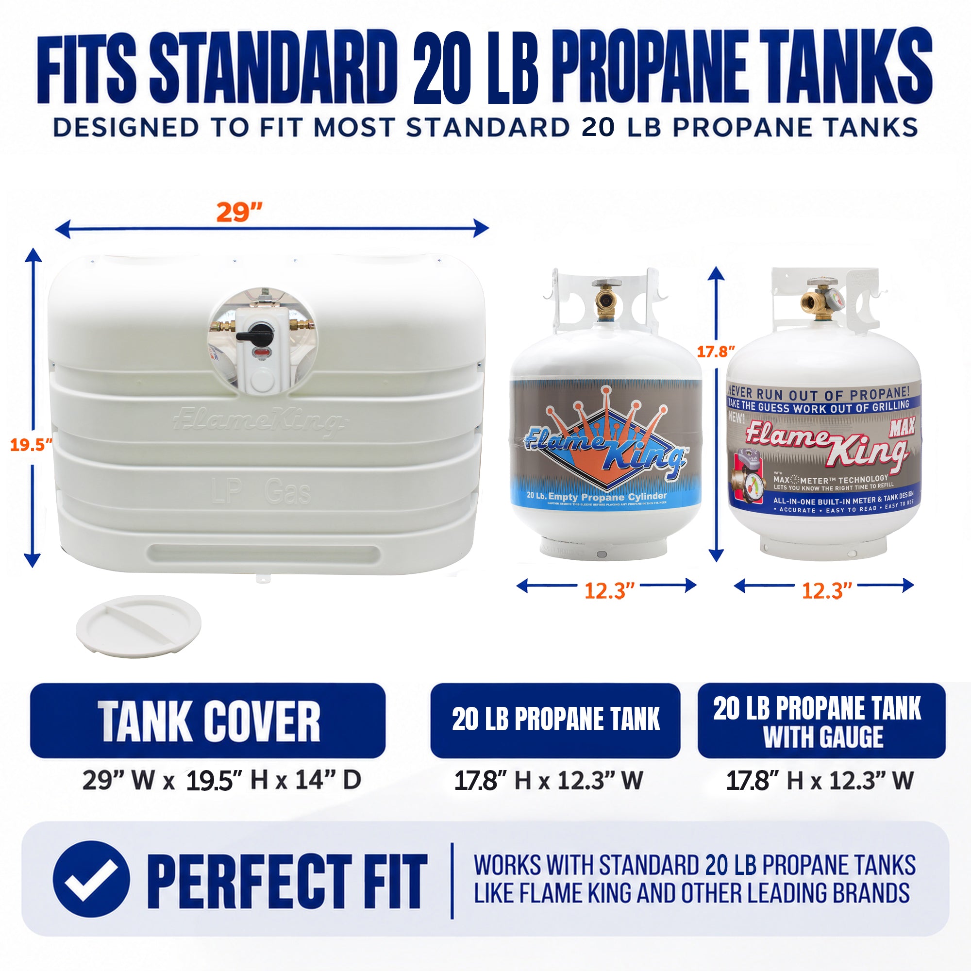 Flame King Dual 20LB LP Propane Tank Light Plastic Heavy Duty Cover Rv Trailer White