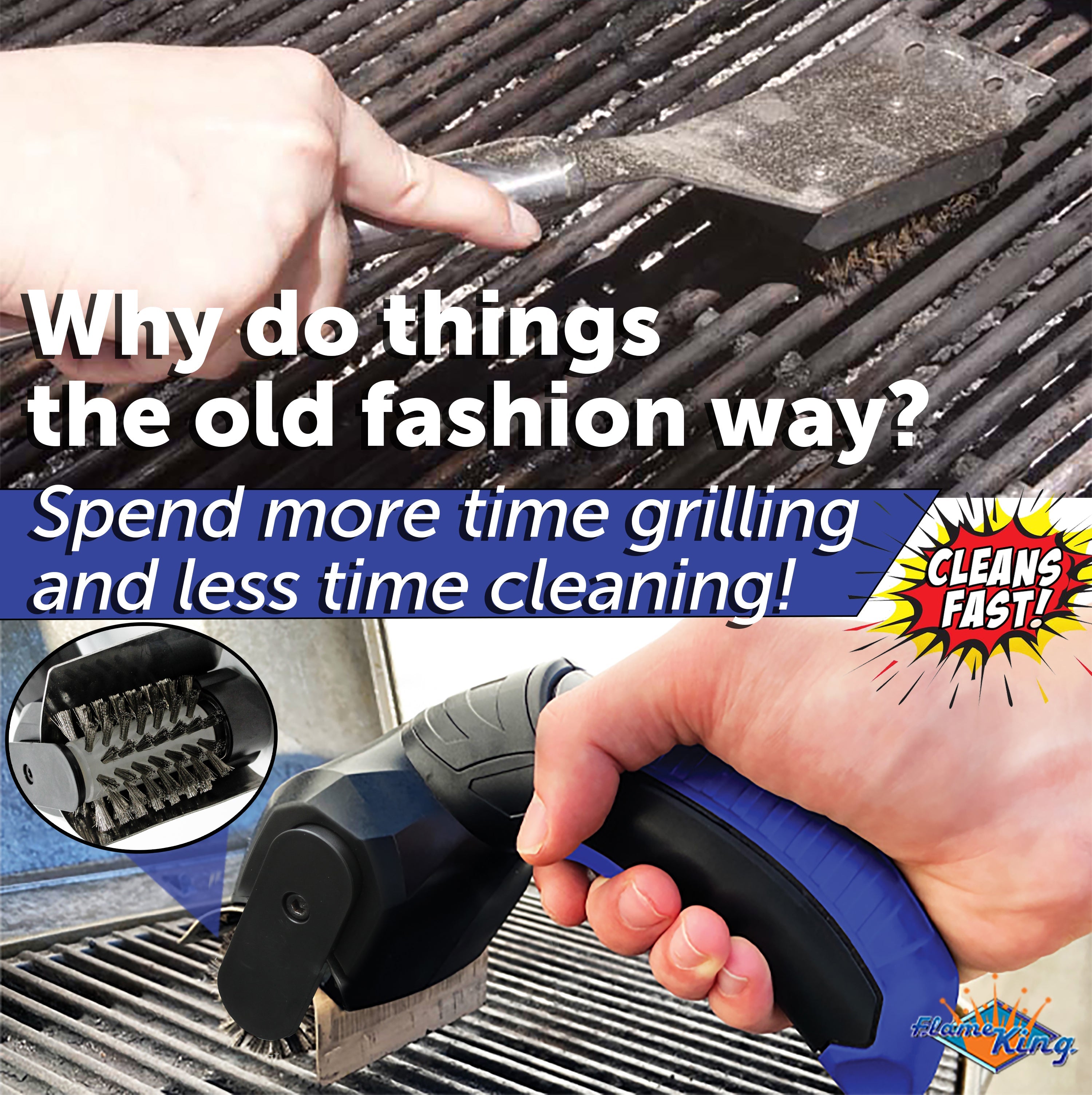 Flame King Electric BBQ Grill Cleaning Brush
