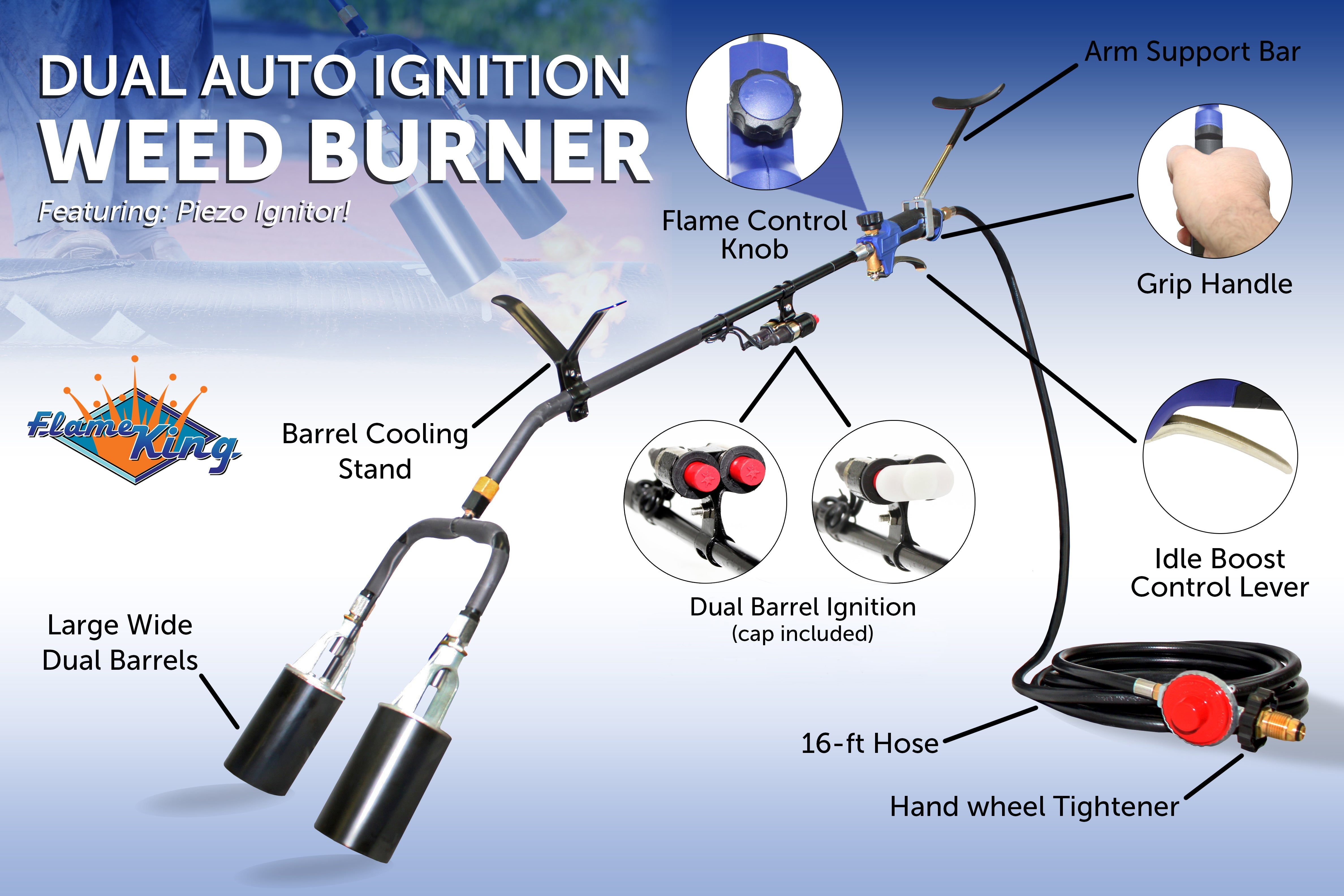 Flame King 500,000 BTU X 2 Torch Head Dual Propane Weed Burner Torch