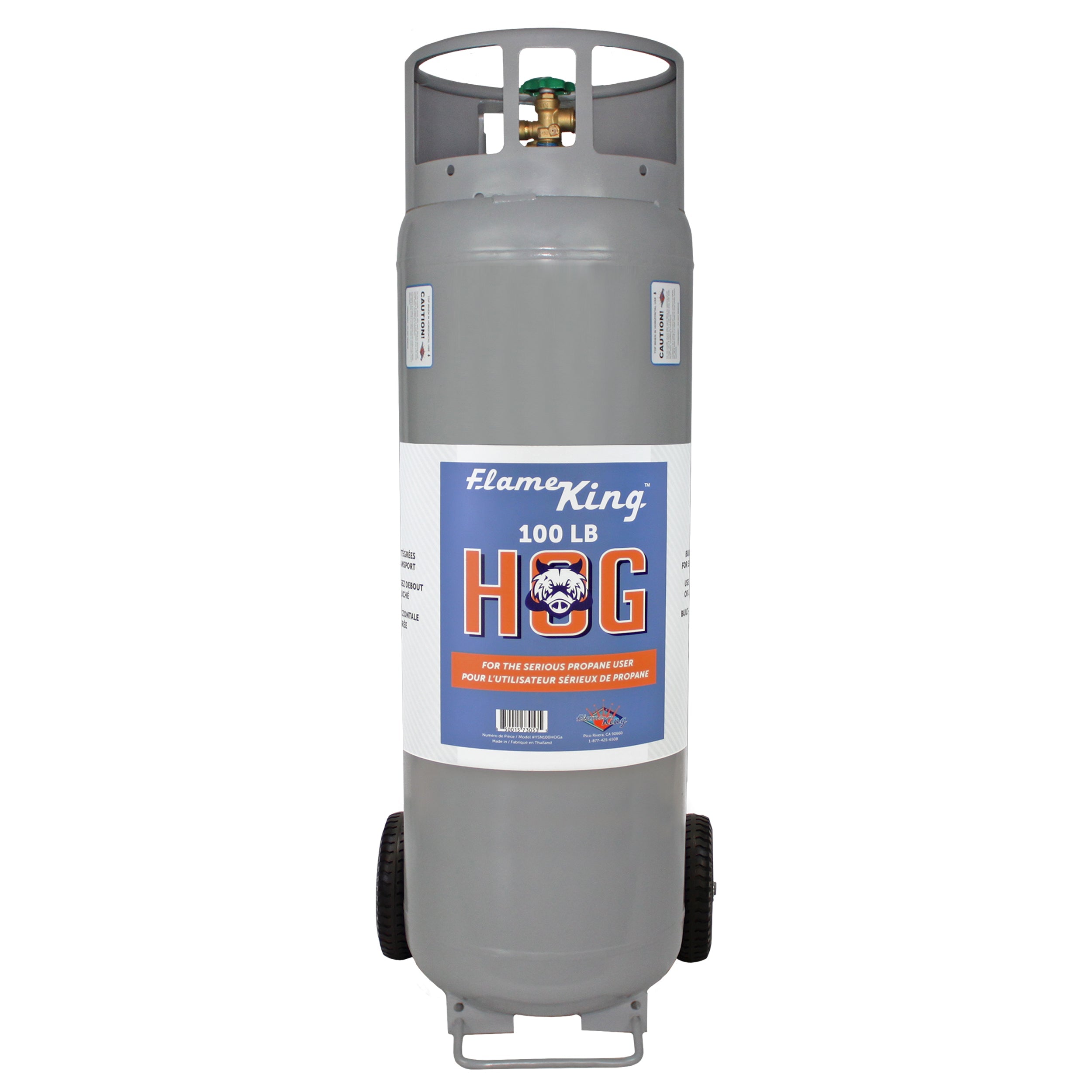 Flame King 100lb Empty Horizontal & Vertical Propane Cylinder with POL & Wheels