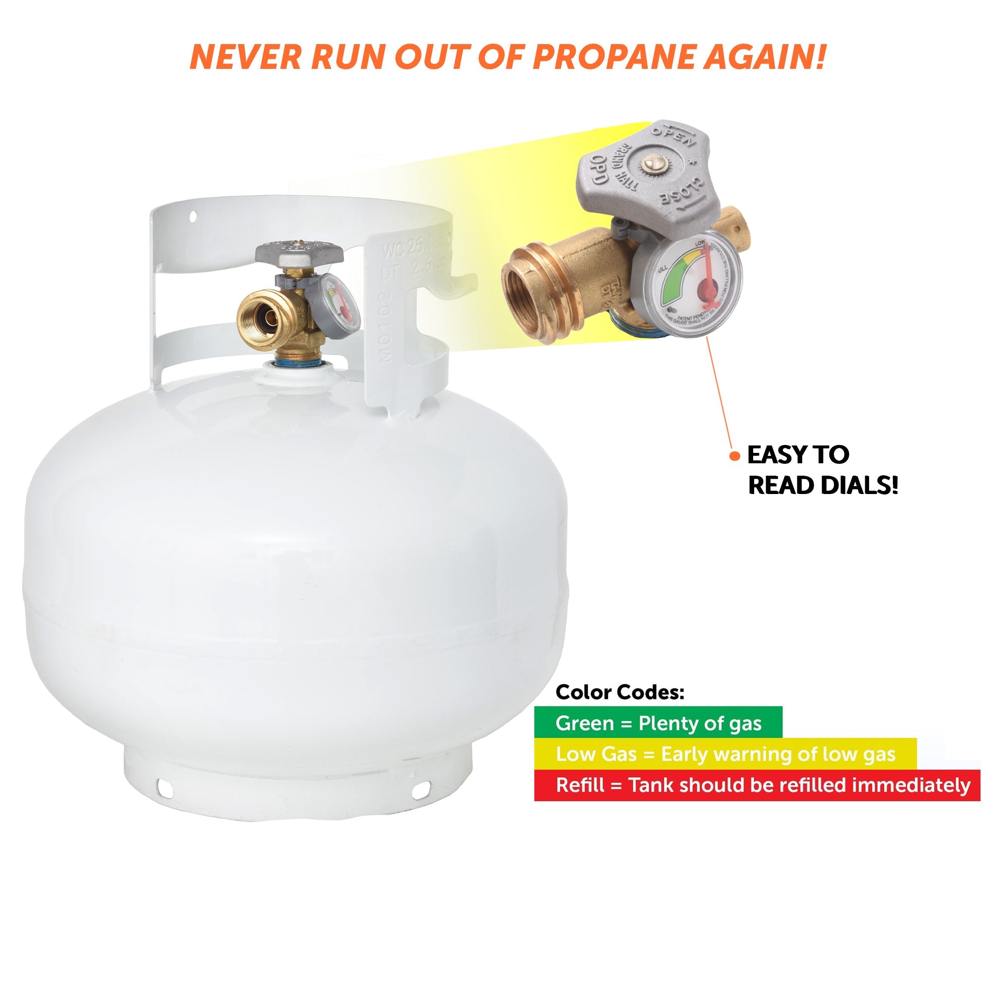 Flame King 11lb Propane Tank Cylinder Squatty with Gauge and Type 1 OPD Valve