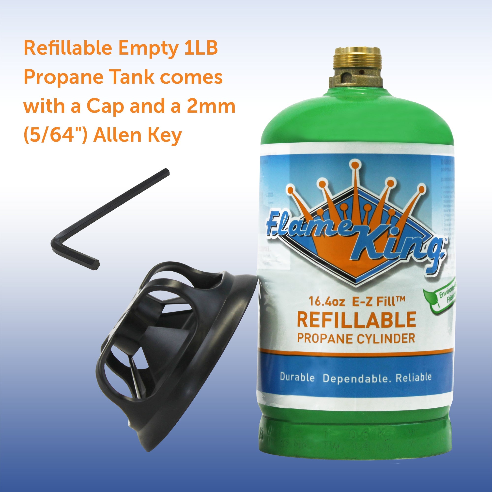 Flame King Refillable 1 lb Propane Cylinder, DOT-Certified LP Tank